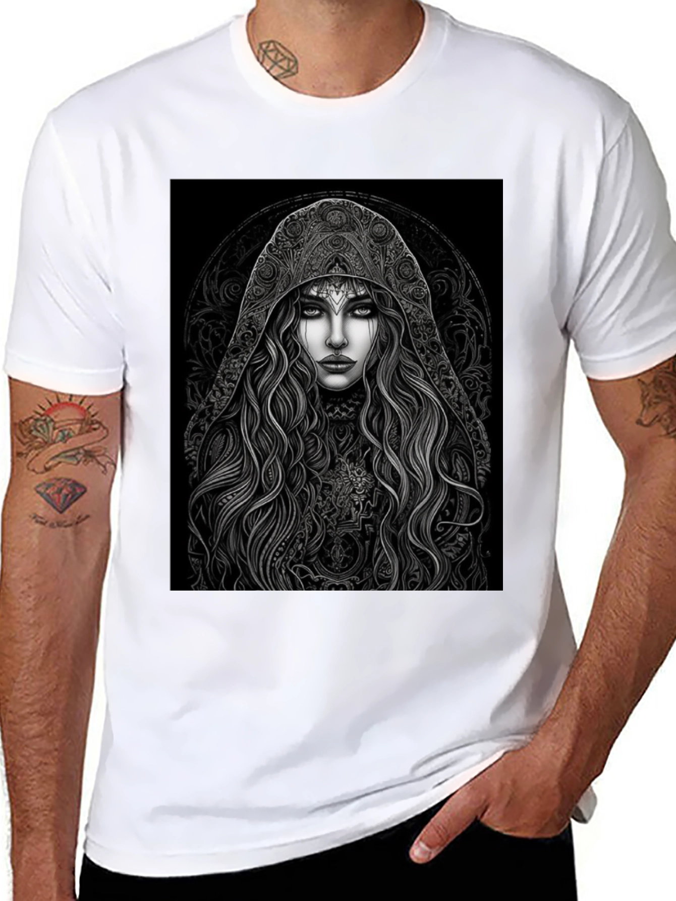 Mystic Maiden Graphic Tee - Black Cotton Blend