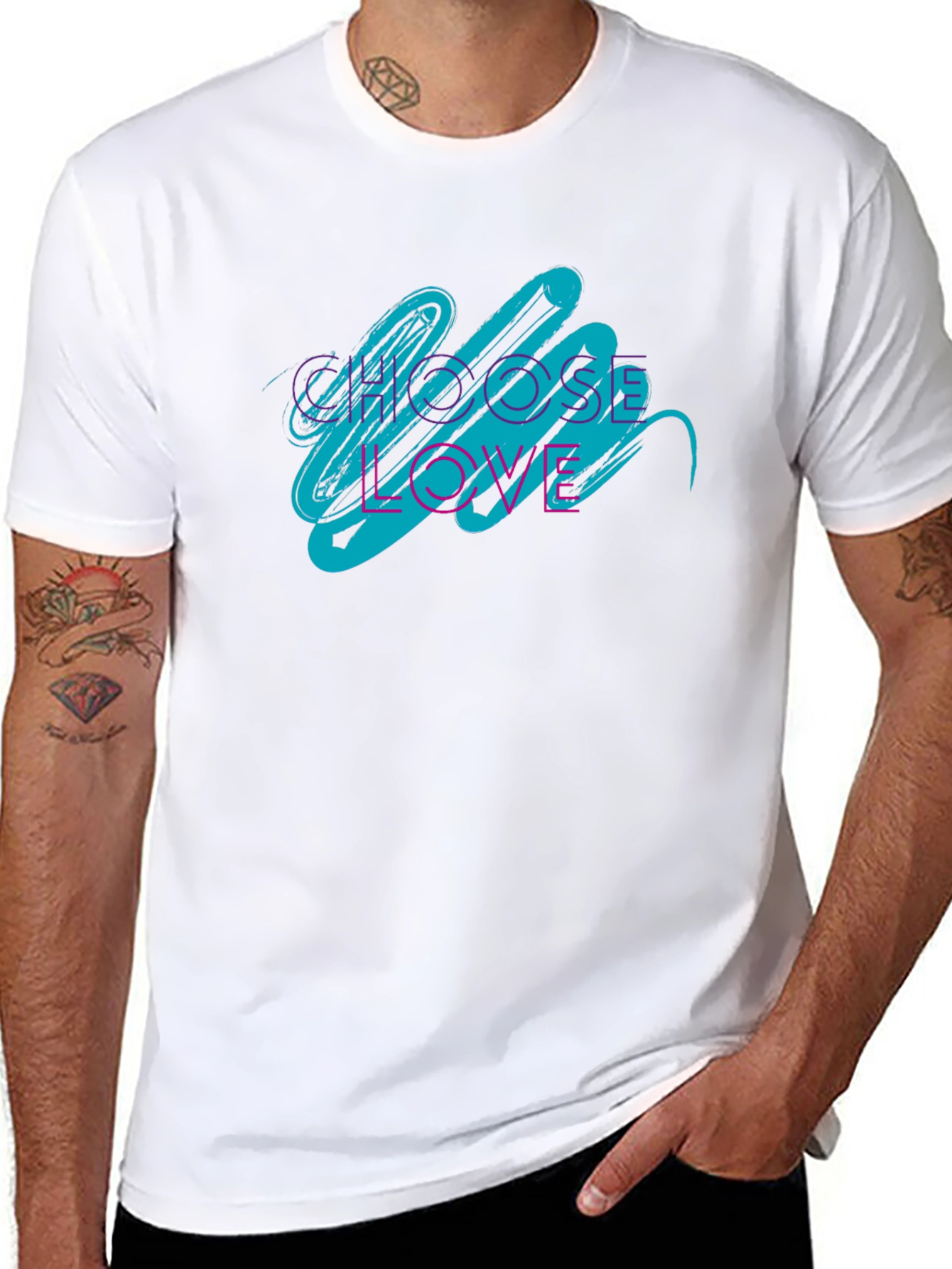 Choose Love Graphic Tee - Black Crew Neck Shirt
