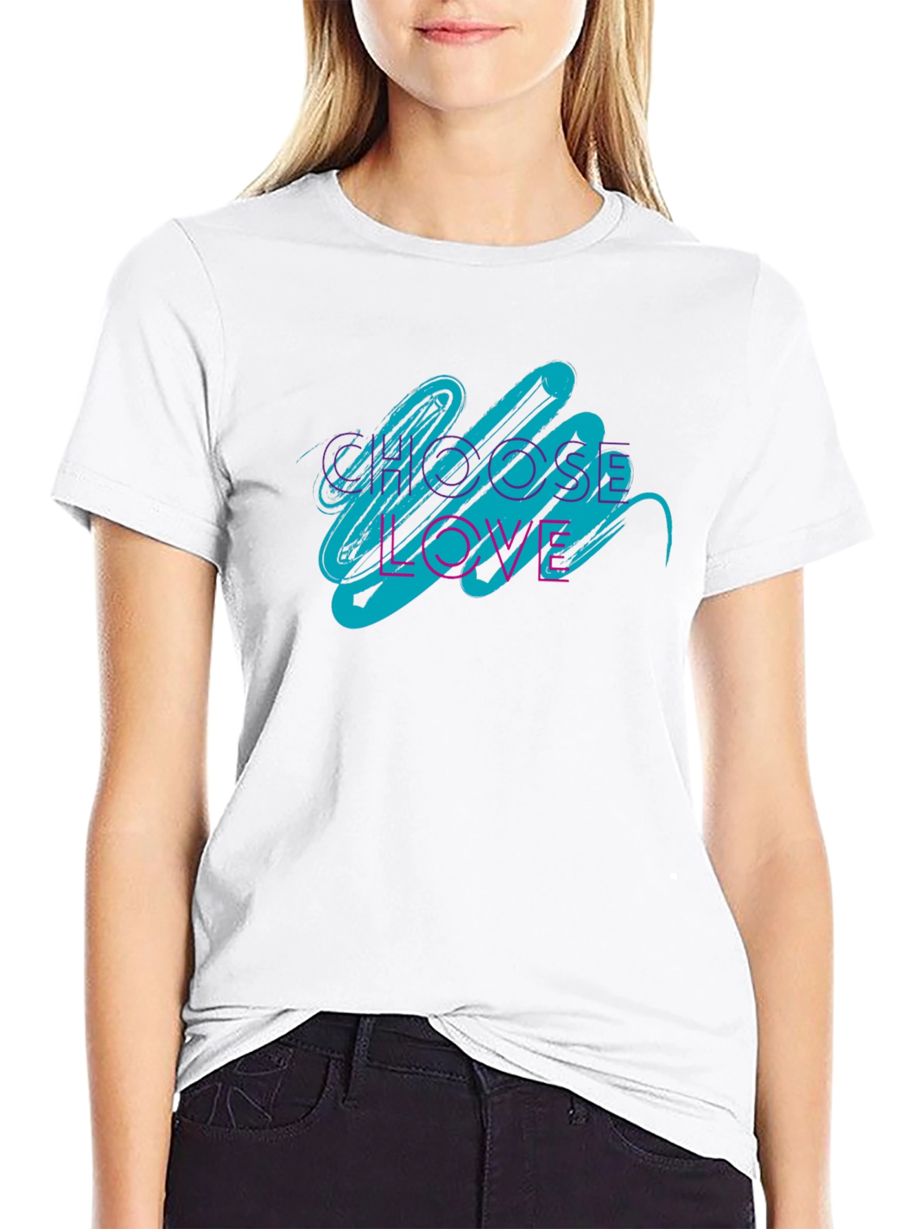 Choose Love Graphic Tee - Black Crew Neck Shirt