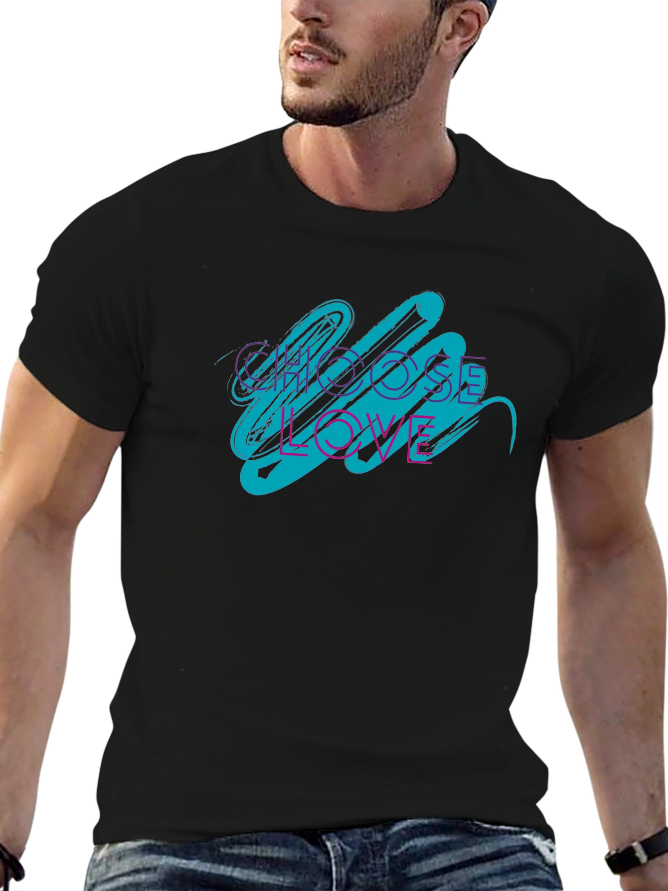 Choose Love Graphic Tee - Black Crew Neck Shirt