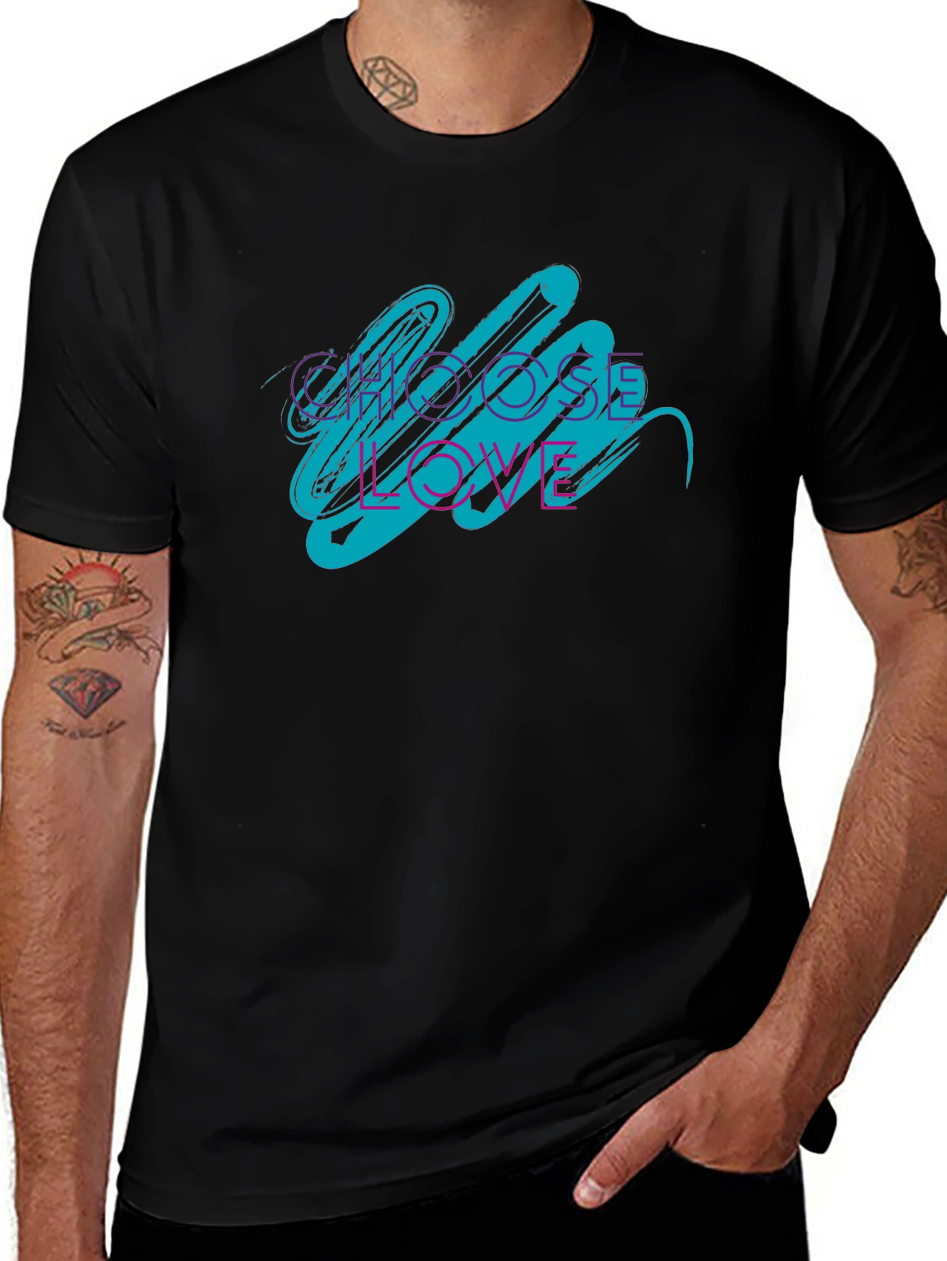 Choose Love Graphic Tee - Black Crew Neck Shirt