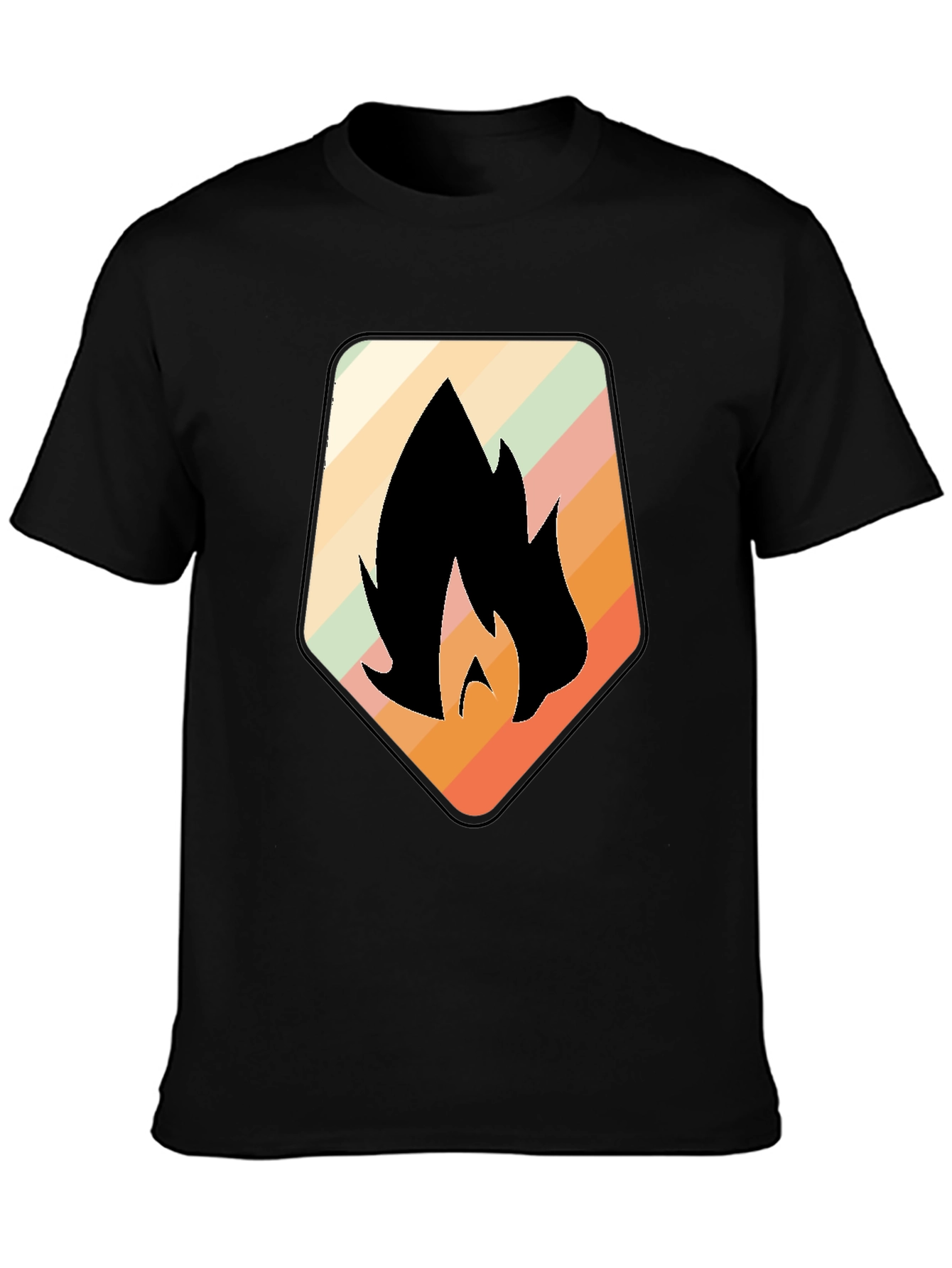 Retro Flame Graphic Black T-Shirt