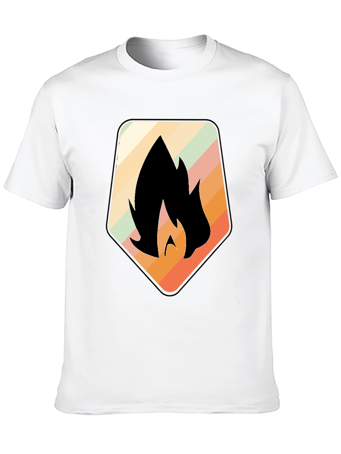 Retro Flame Graphic Black T-Shirt