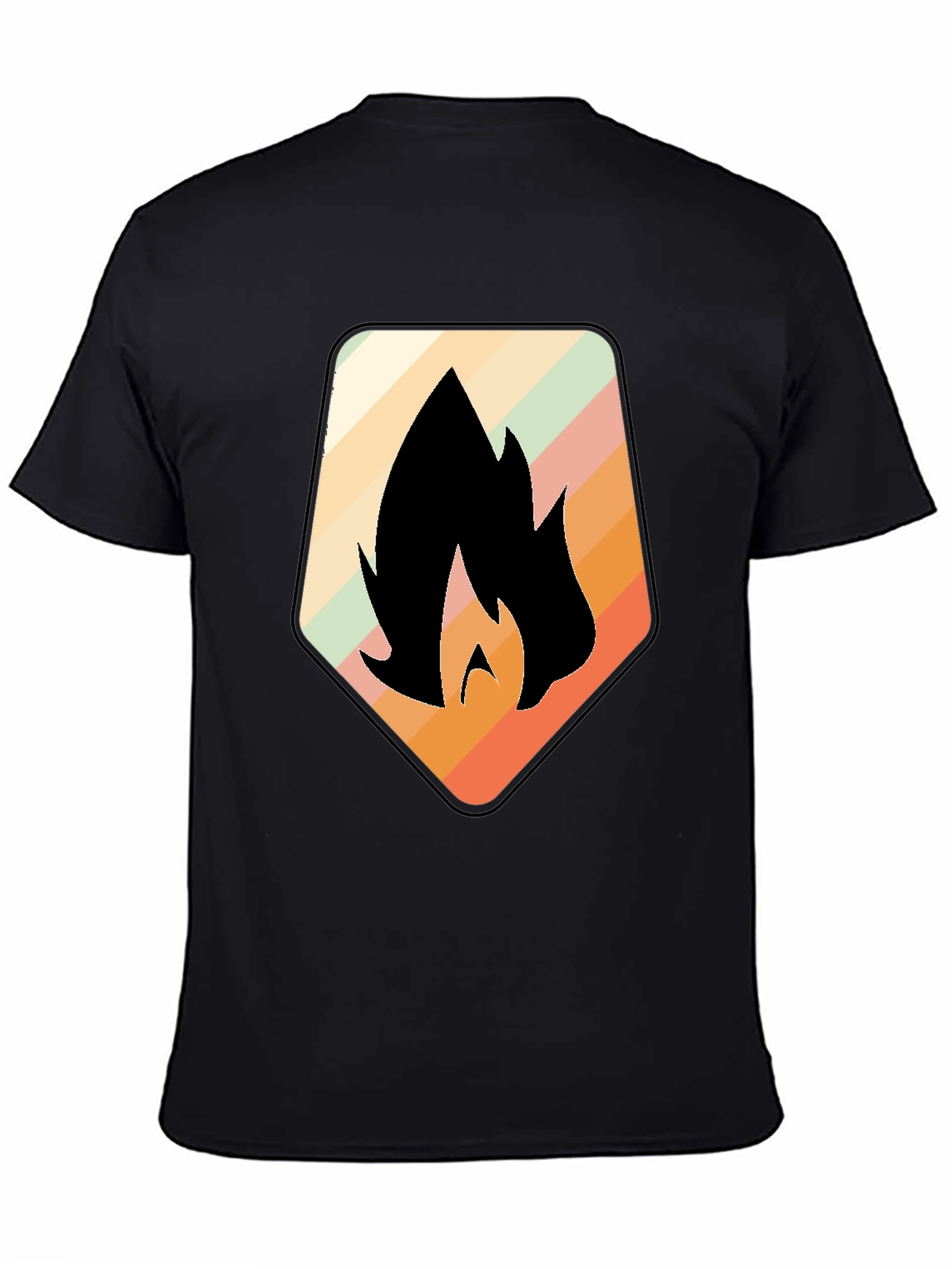 Retro Flame Graphic Black T-Shirt