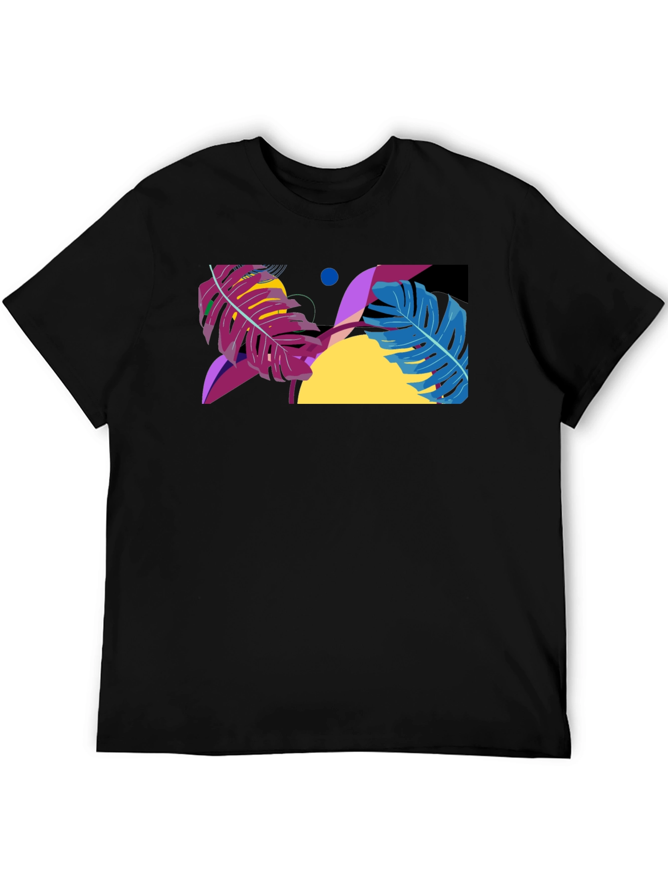 Abstract Leaf Graphic Black T-Shirt