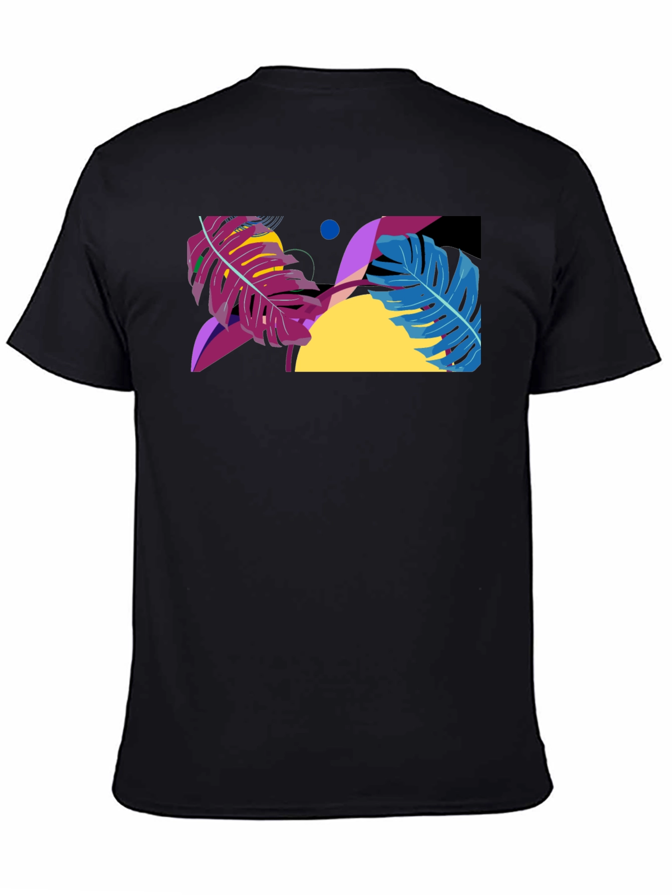 Abstract Leaf Graphic Black T-Shirt