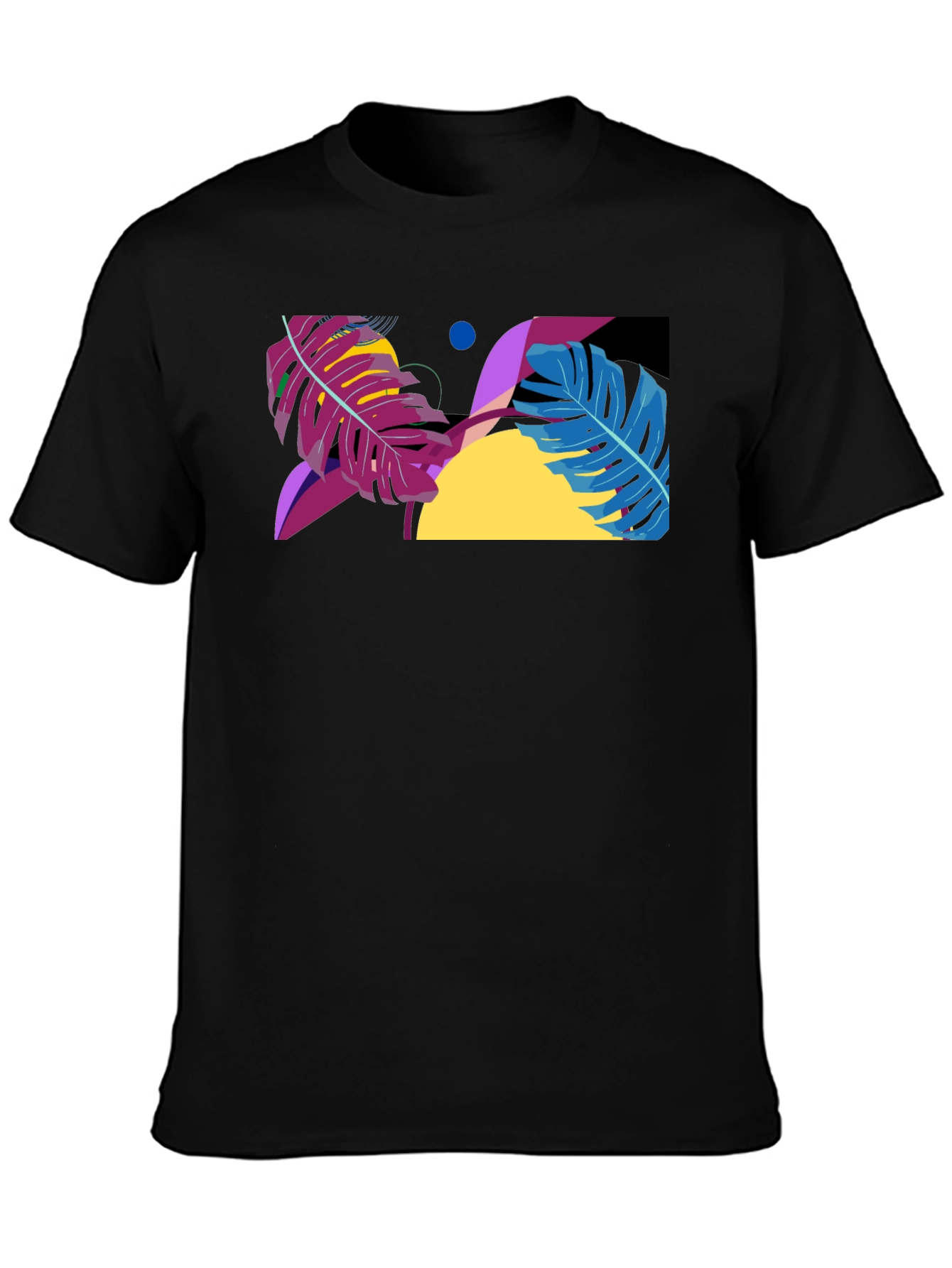 Abstract Leaf Graphic Black T-Shirt