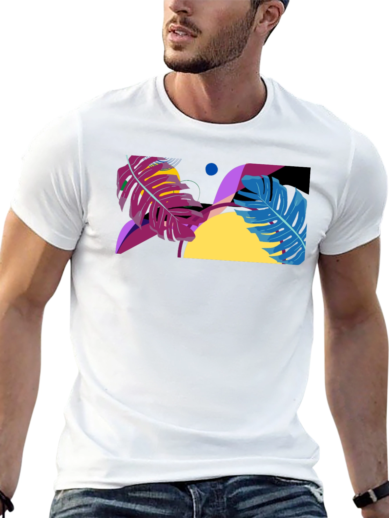 Abstract Leaf Graphic Black T-Shirt