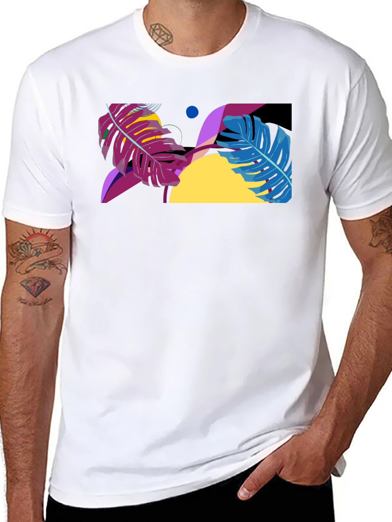 Abstract Leaf Graphic Black T-Shirt