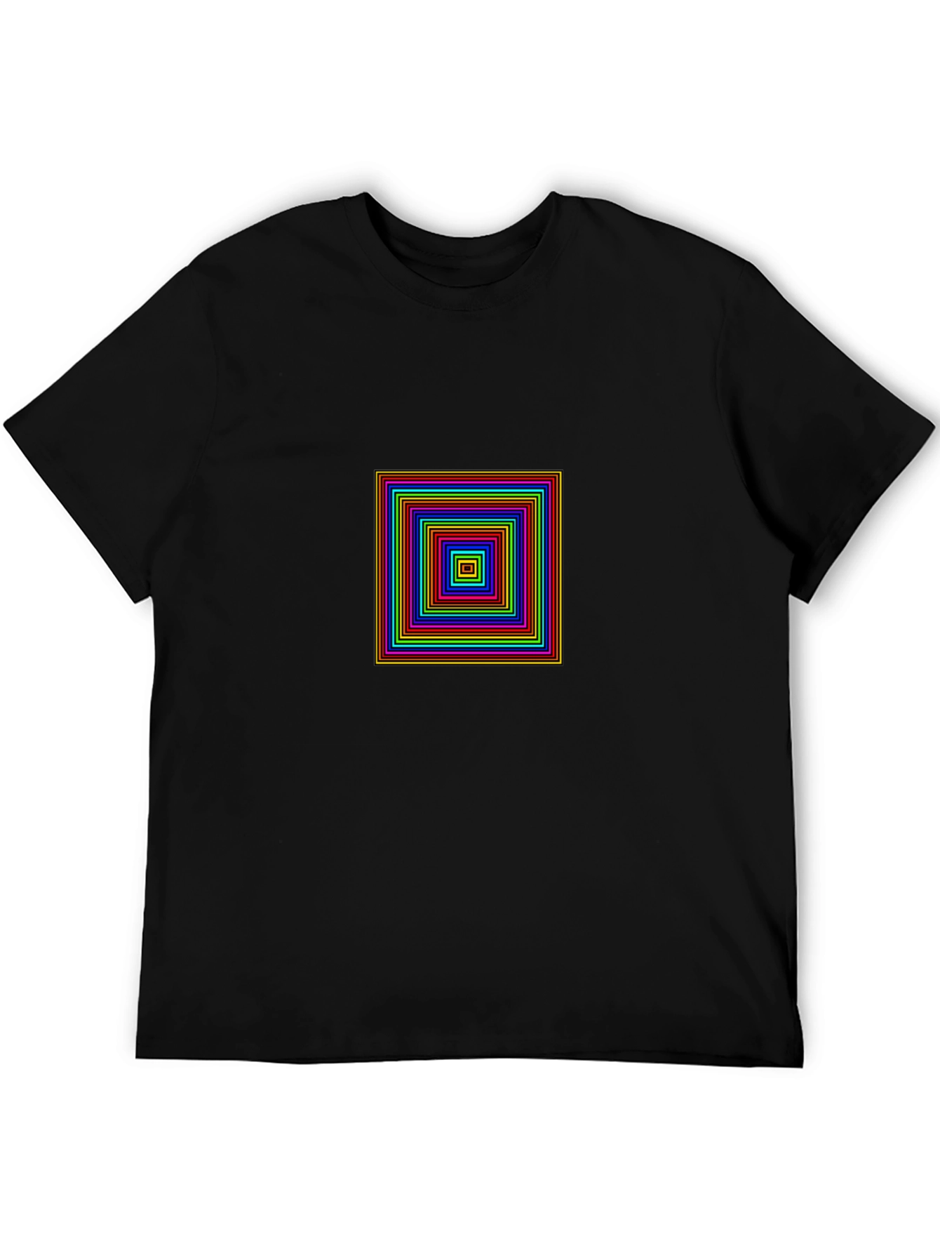 Geometric Square Design Black T-Shirt