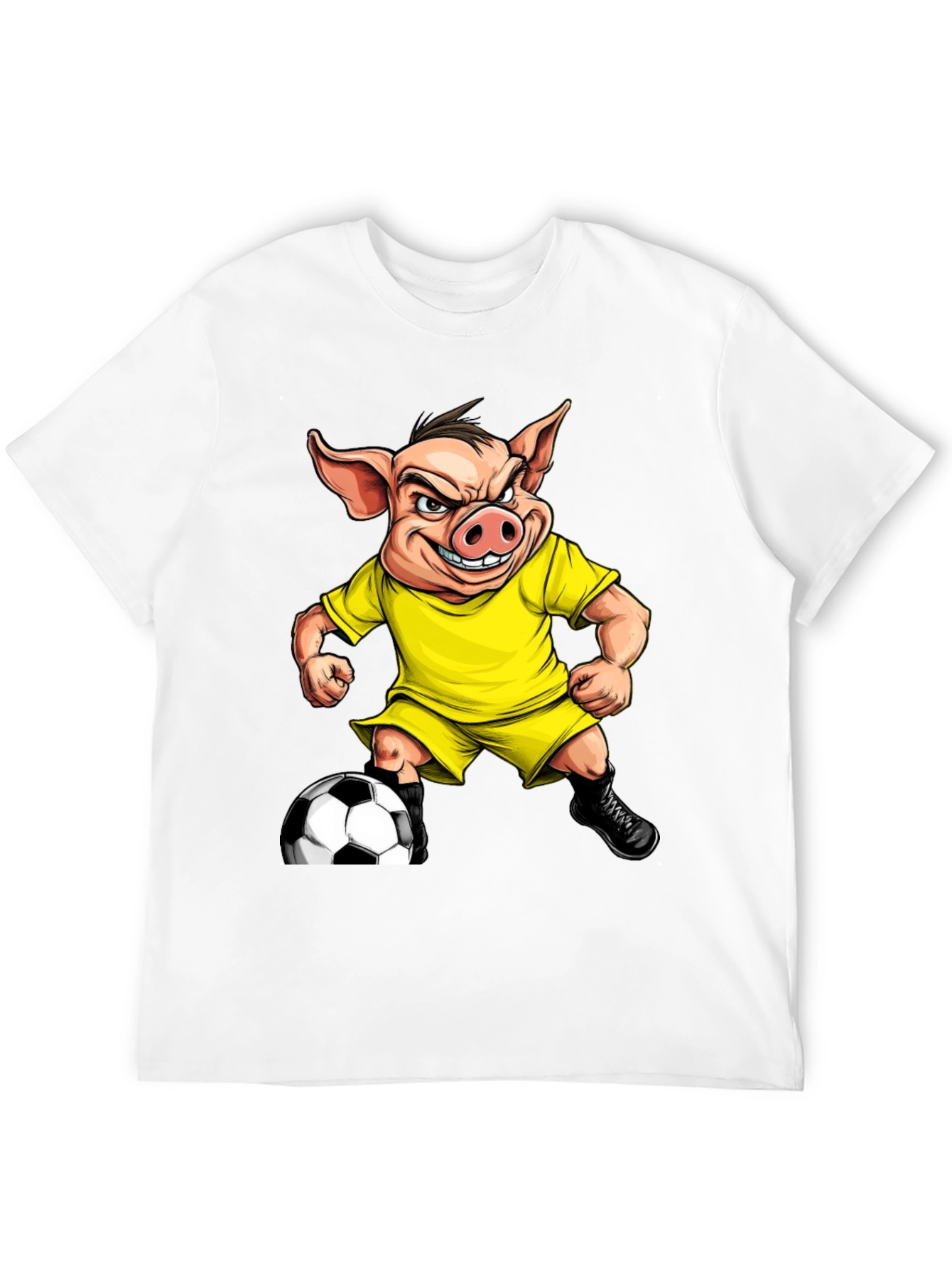 Angry Pig Soccer T-Shirt - Black Cotton