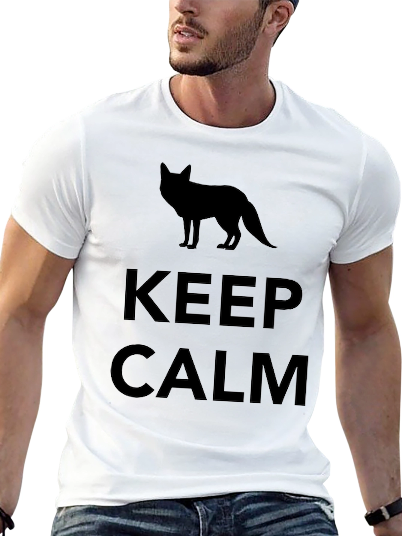 Keep Calm Fox Silhouette Black T-Shirt