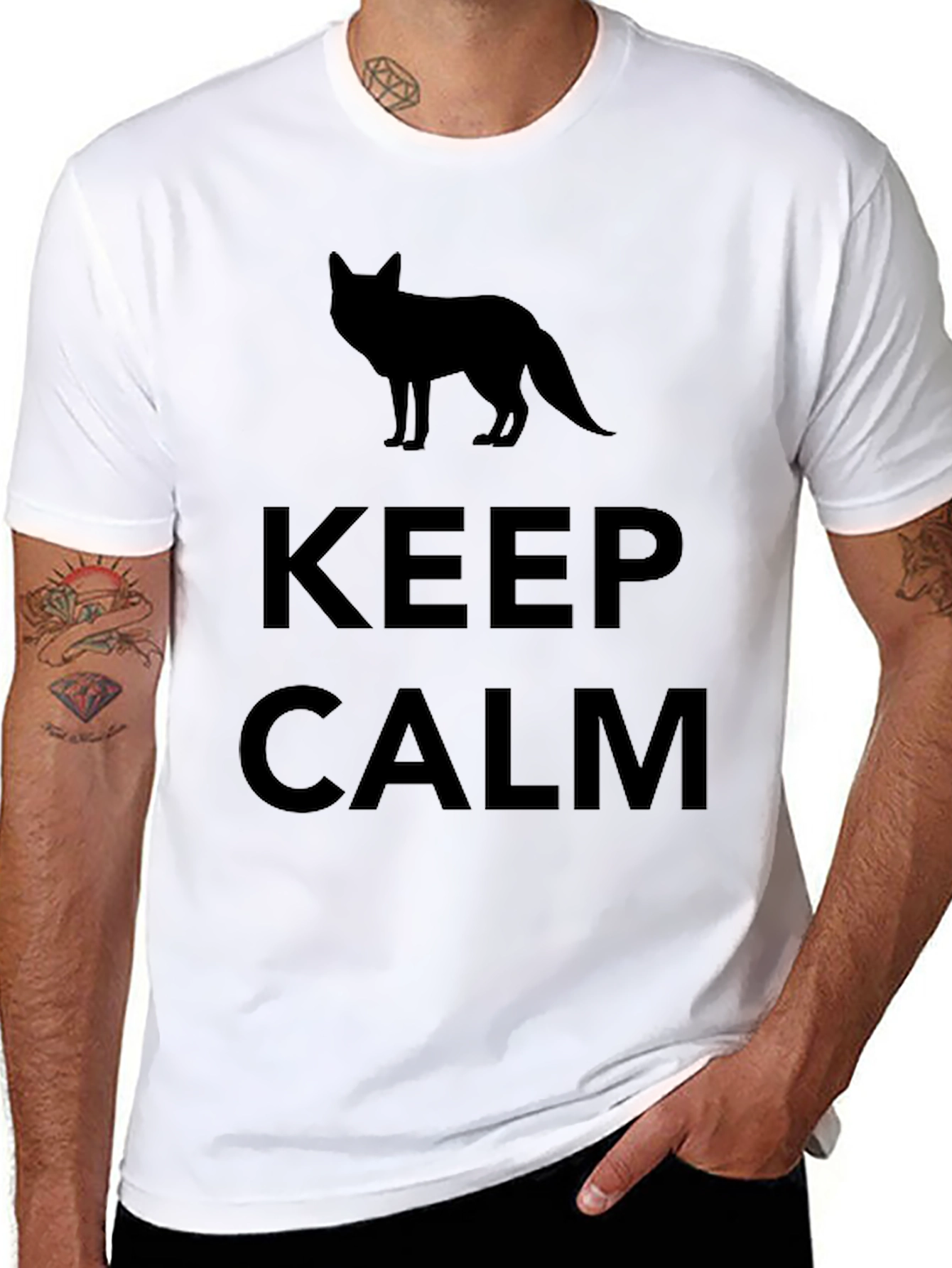 Keep Calm Fox Silhouette Black T-Shirt