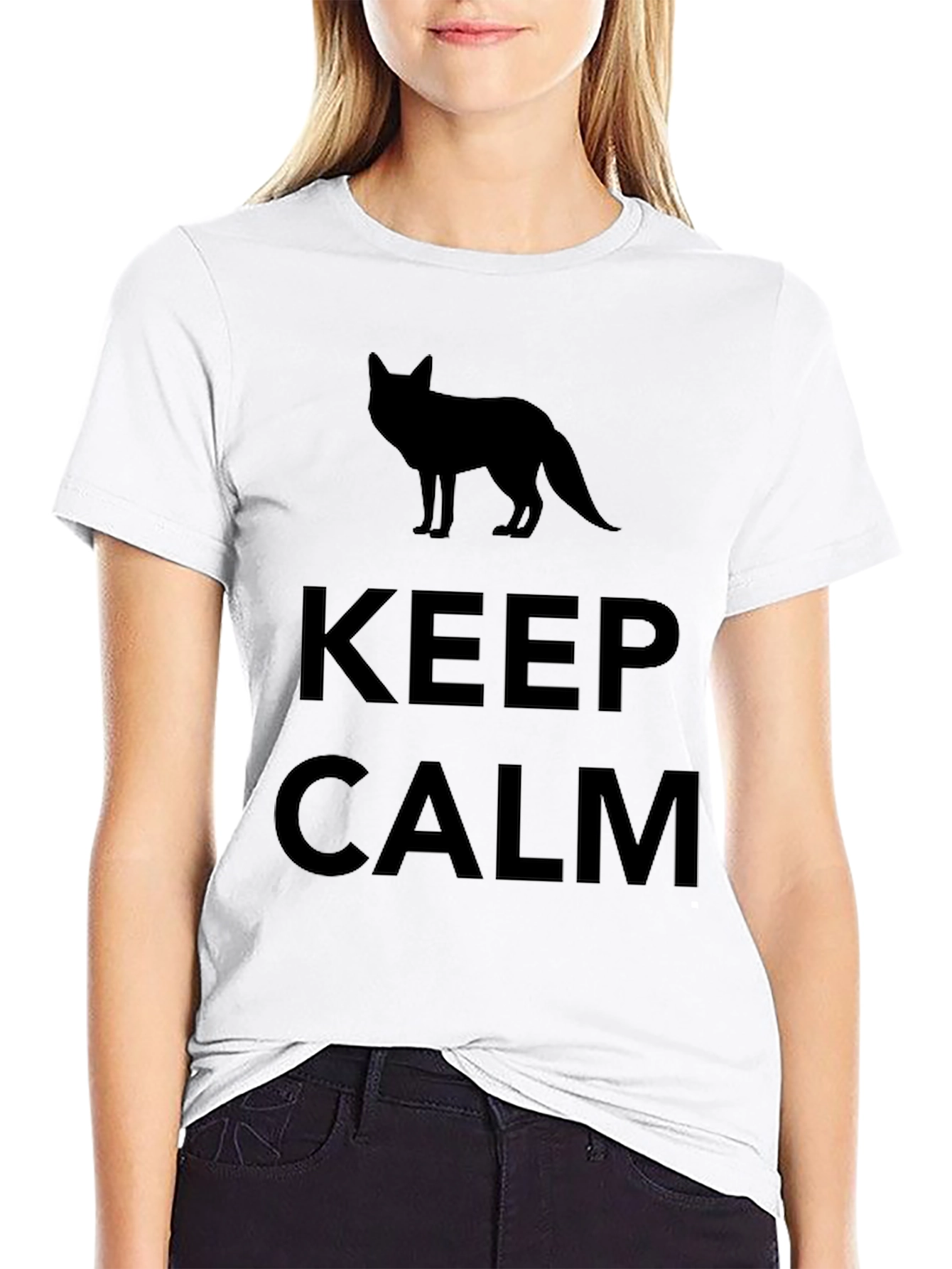 Keep Calm Fox Silhouette Black T-Shirt