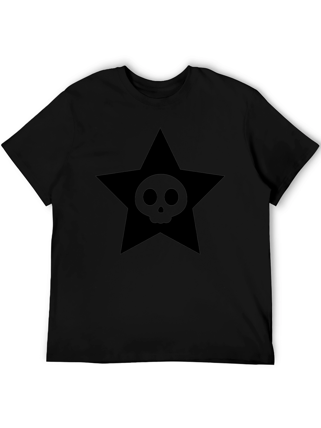Edgy Star Skull Graphic Tee - Black