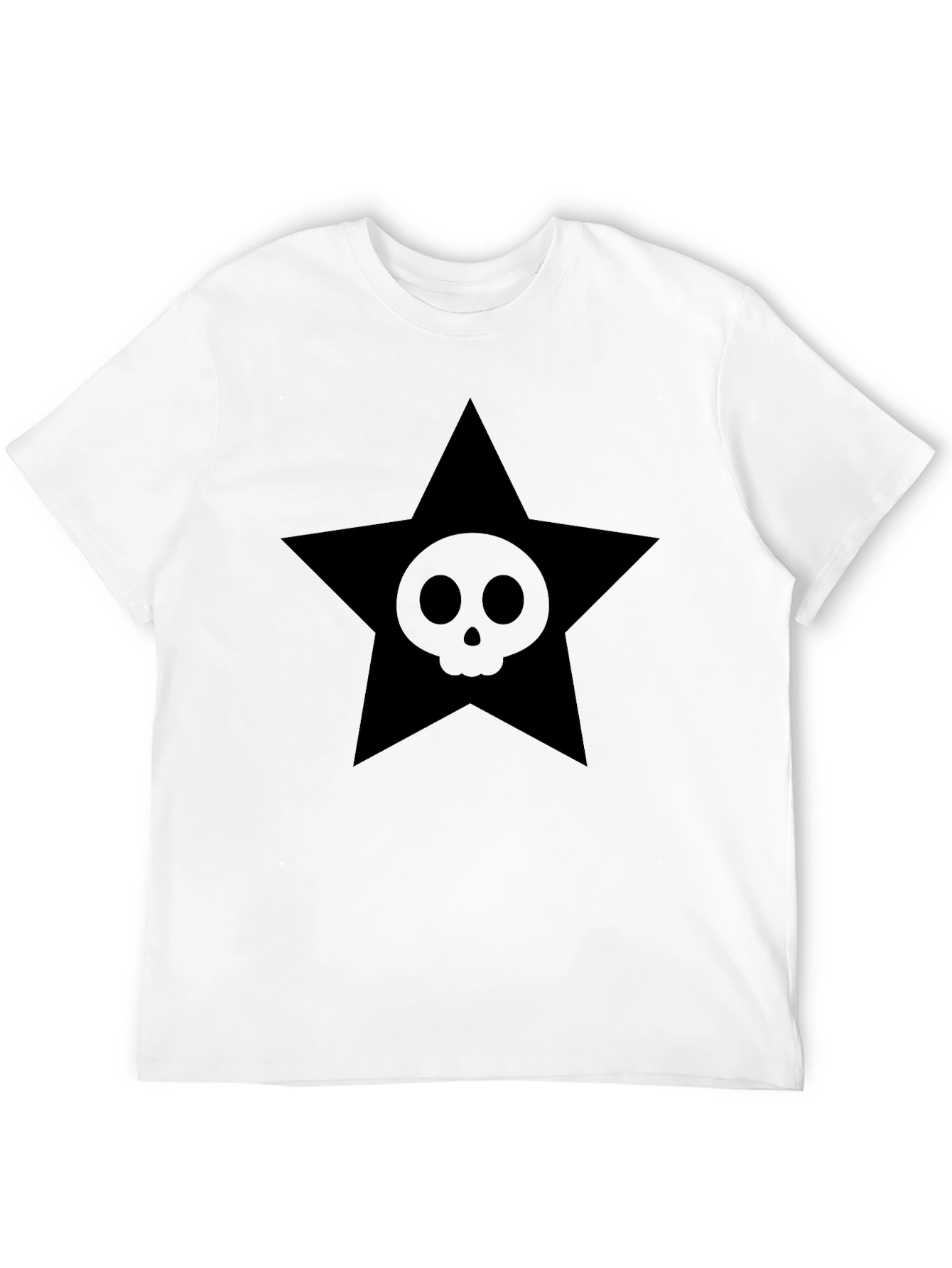 Edgy Star Skull Graphic Tee - Black