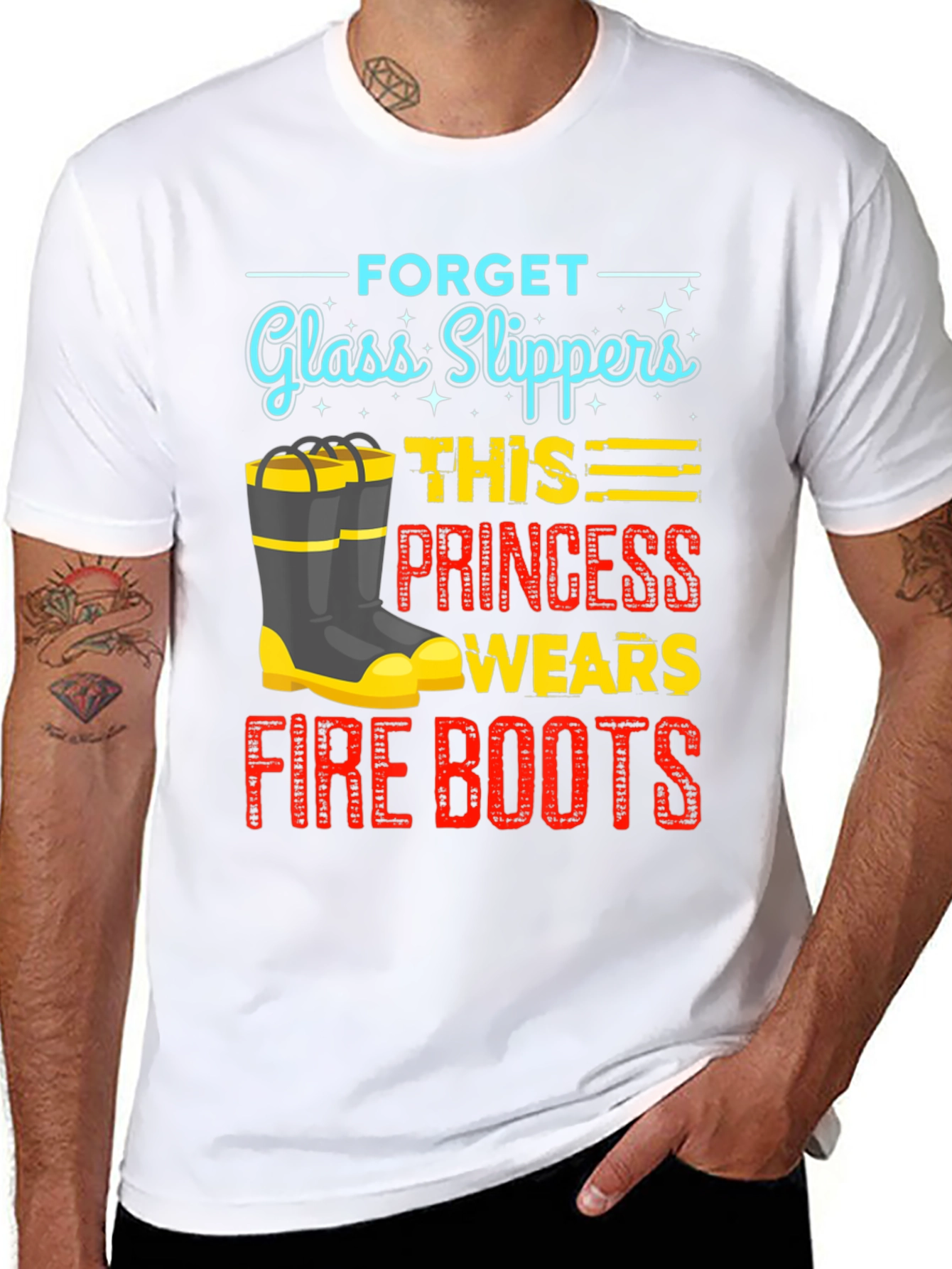 Firefighter Princess T-Shirt - Glass Slippers? No Way!