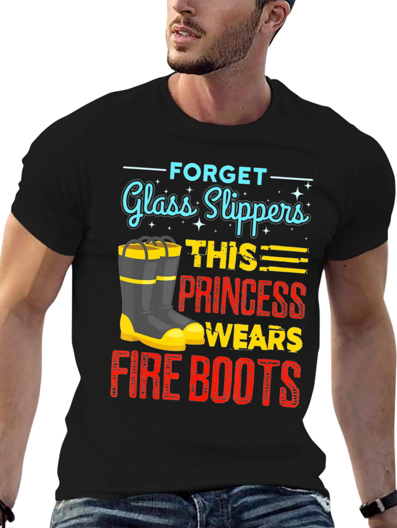 Firefighter Princess T-Shirt - Glass Slippers? No Way!