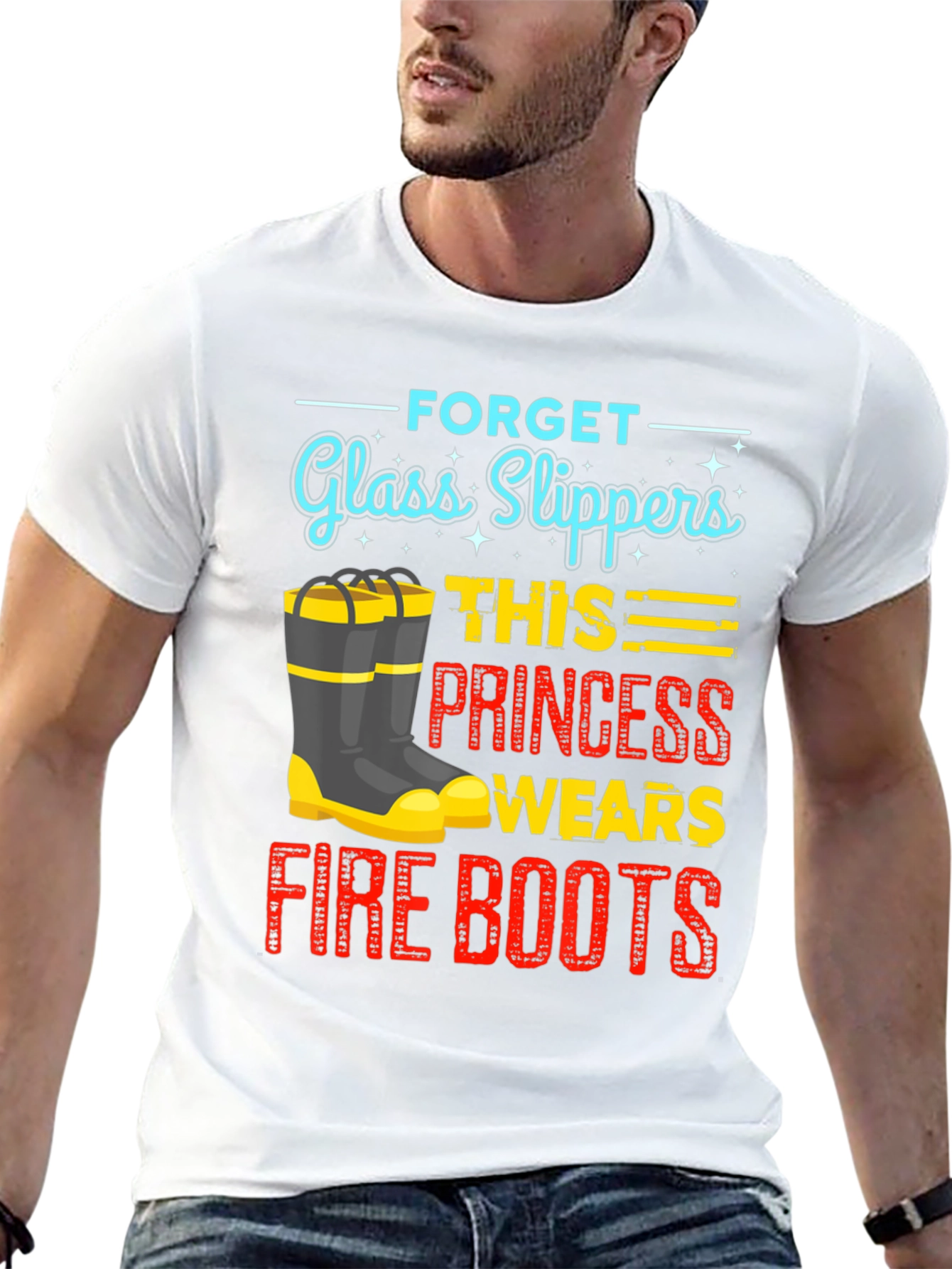 Firefighter Princess T-Shirt - Glass Slippers? No Way!