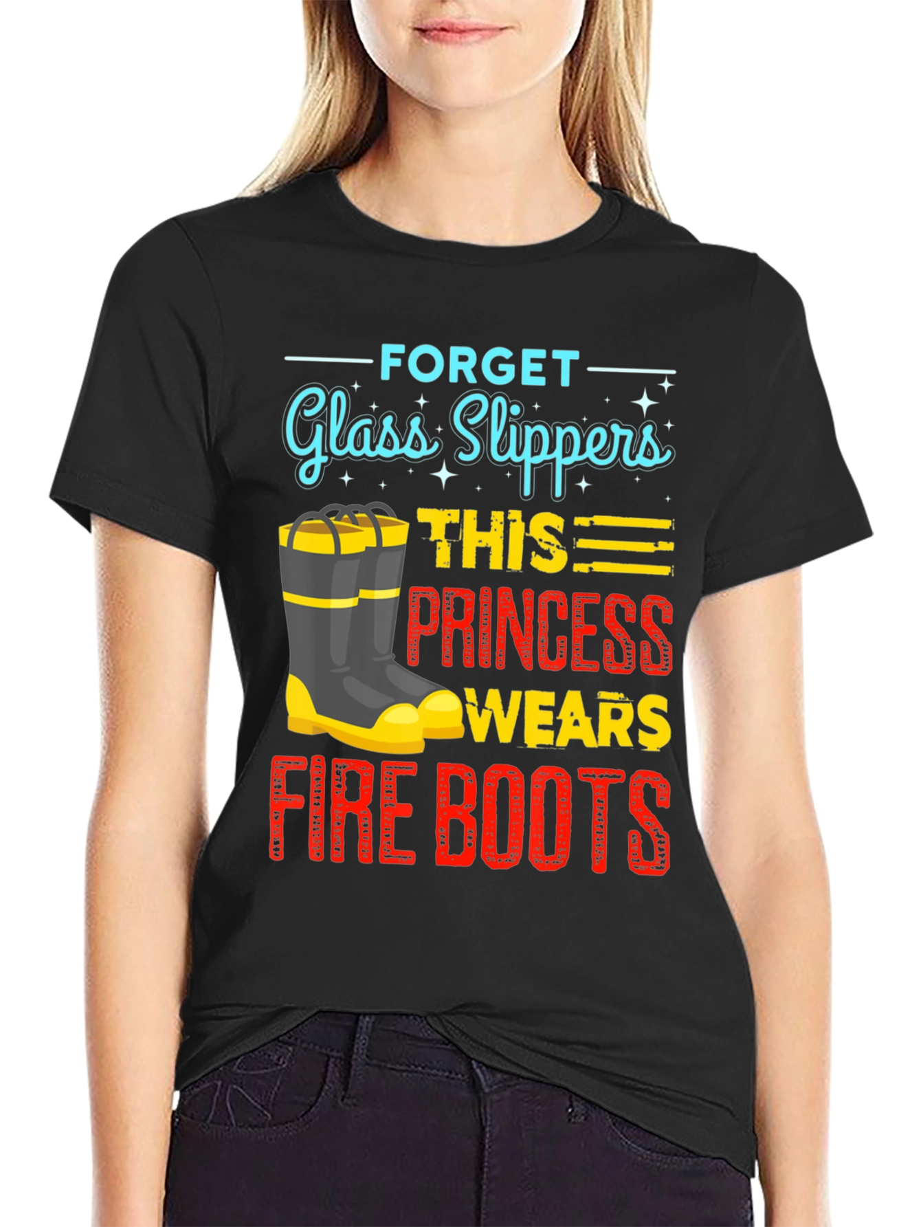 Firefighter Princess T-Shirt - Glass Slippers? No Way!