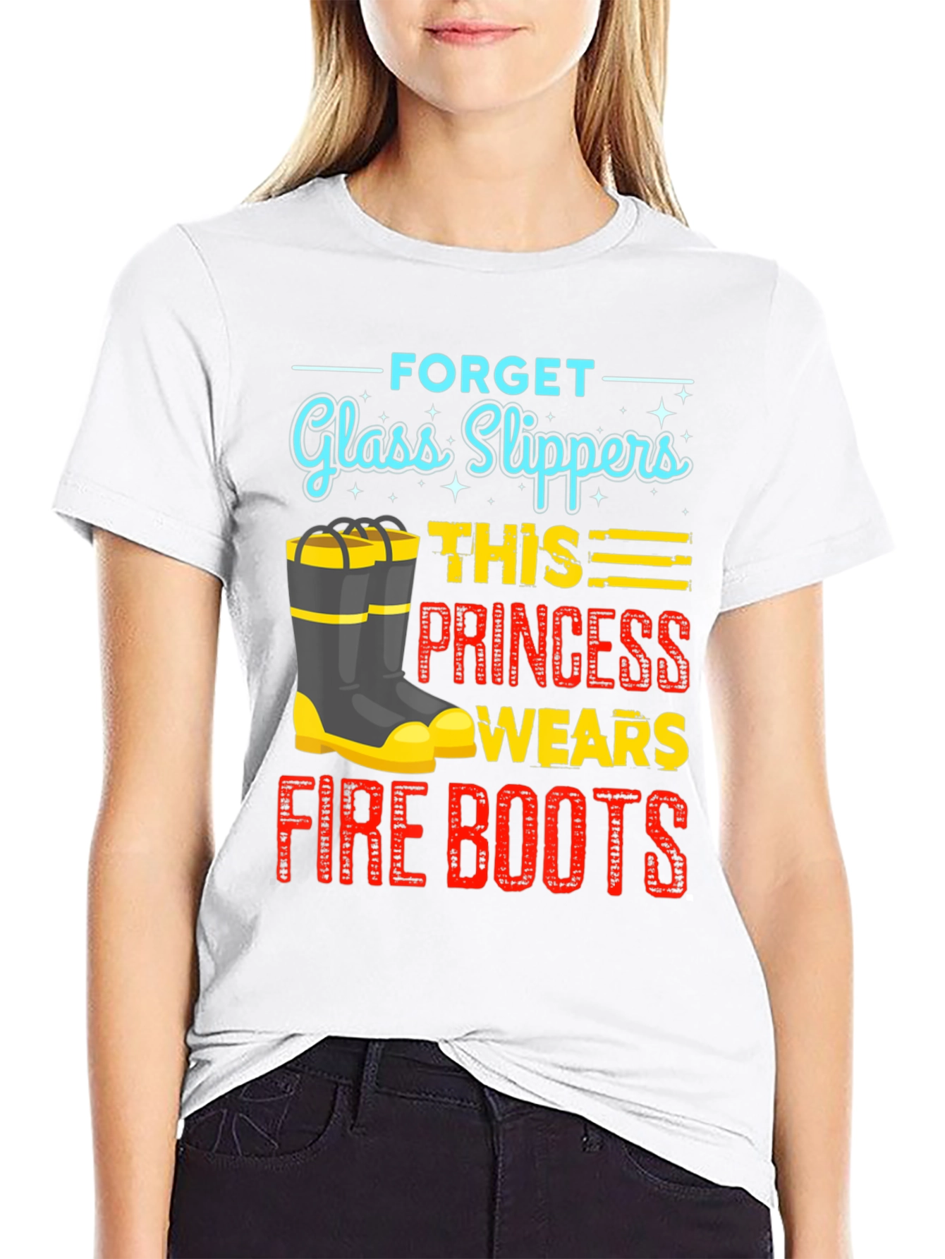 Firefighter Princess T-Shirt - Glass Slippers? No Way!