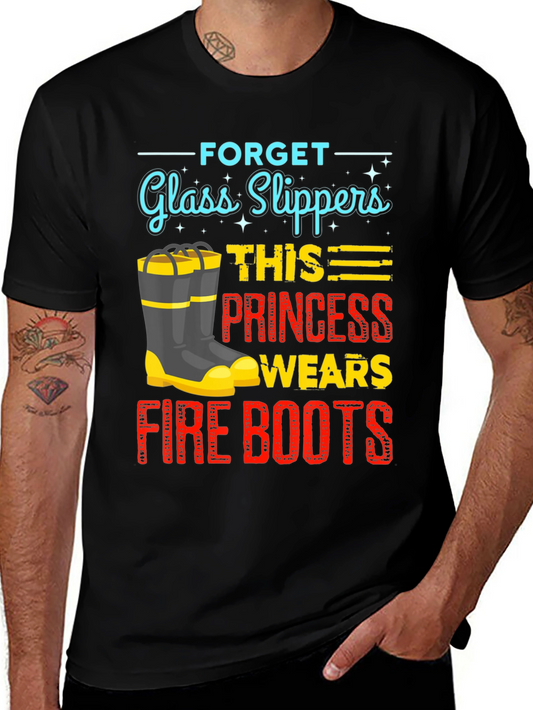 Firefighter Princess T-Shirt - Glass Slippers? No Way!