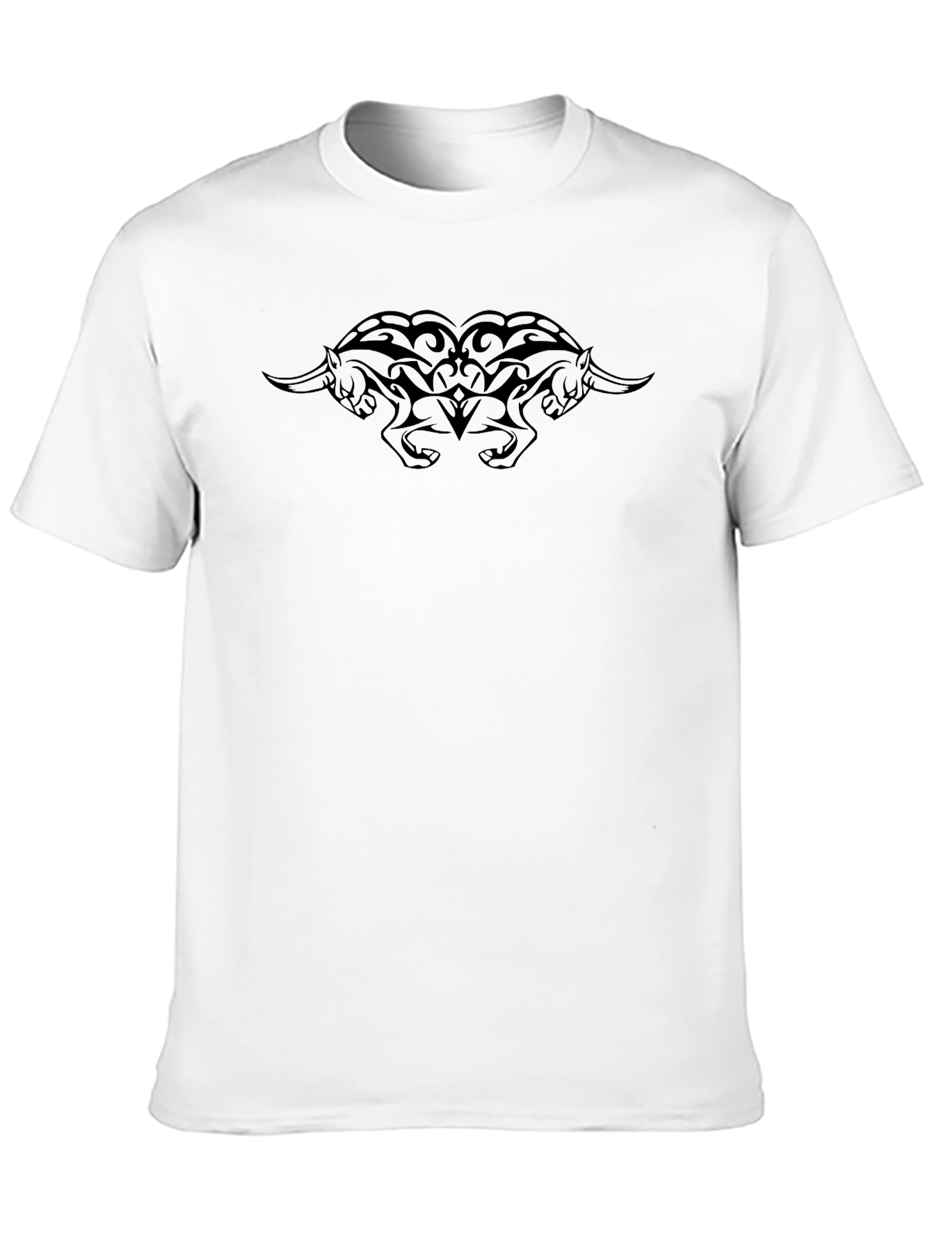 Tribal Bull Graphic Tee - Black Cotton Blend