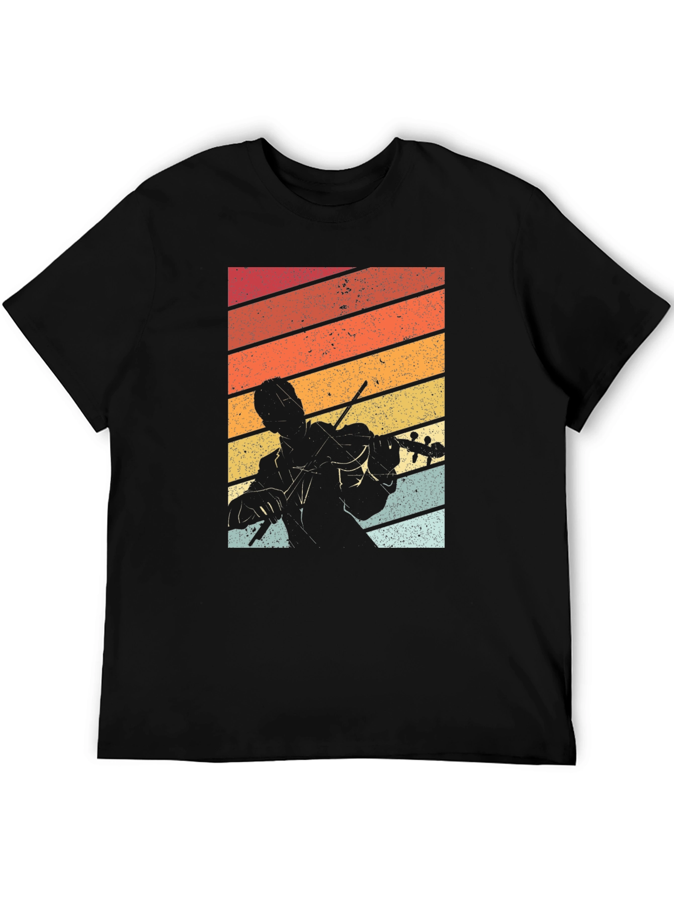 Retro Violinist Graphic Tee - Black T-Shirt