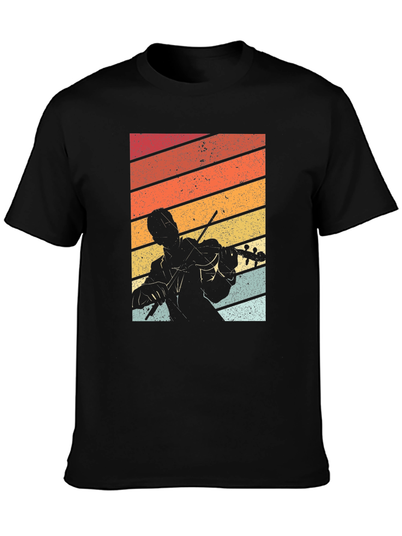Retro Violinist Graphic Tee - Black T-Shirt