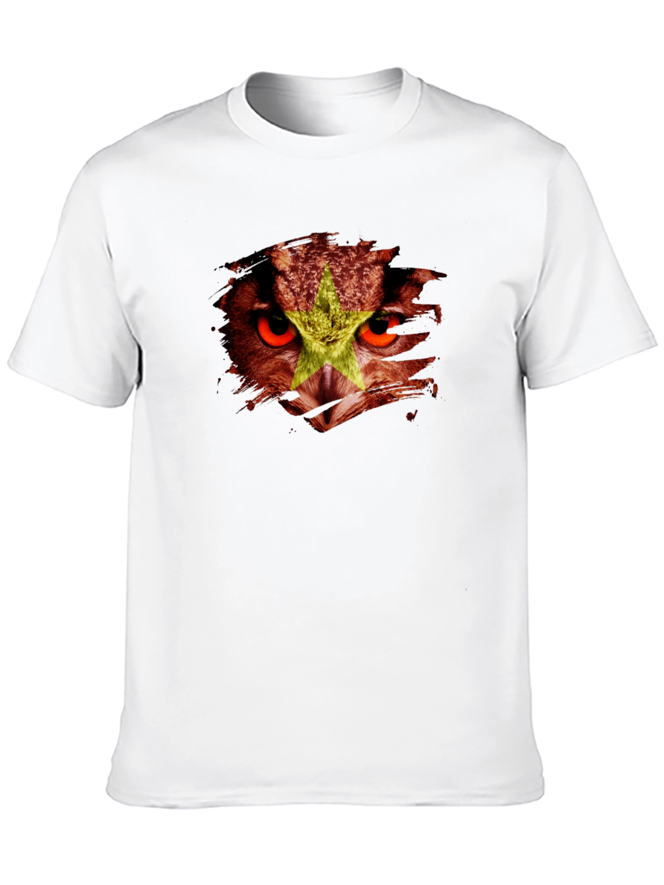 Vietnam Owl Flag Graphic Print Black T-Shirt