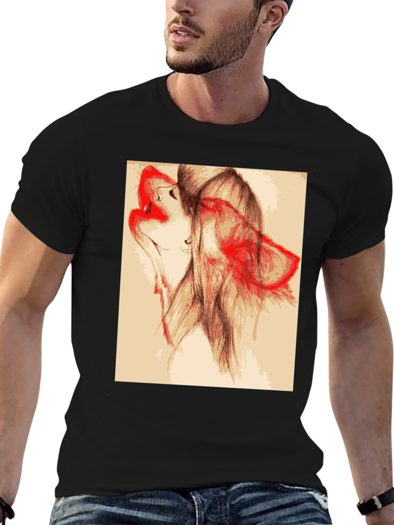 Wolf Art Graphic Tee - Black Unisex T-Shirt