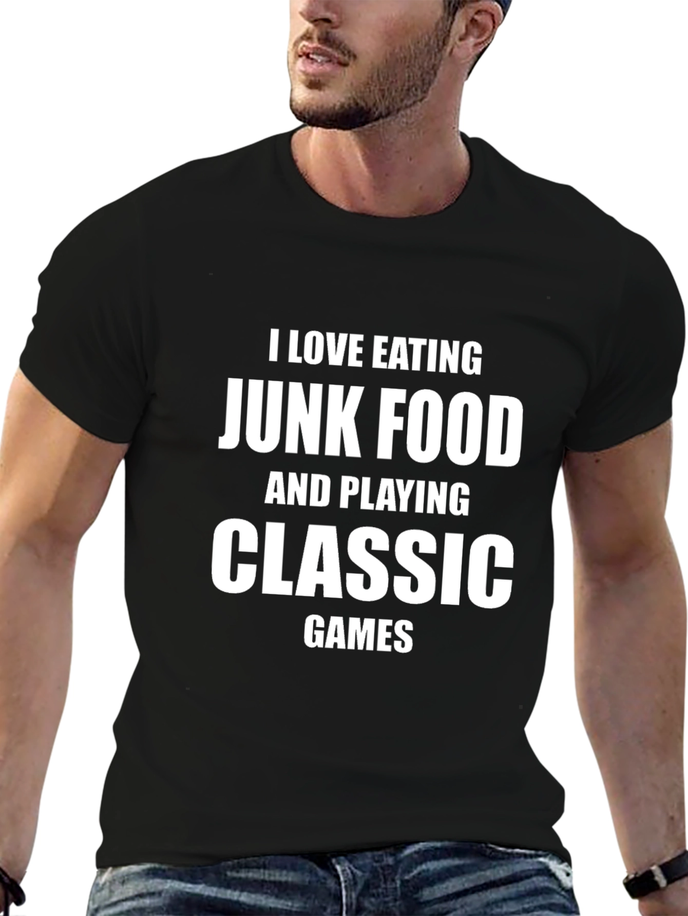 Junk Food & Classic Games Black Graphic Tee