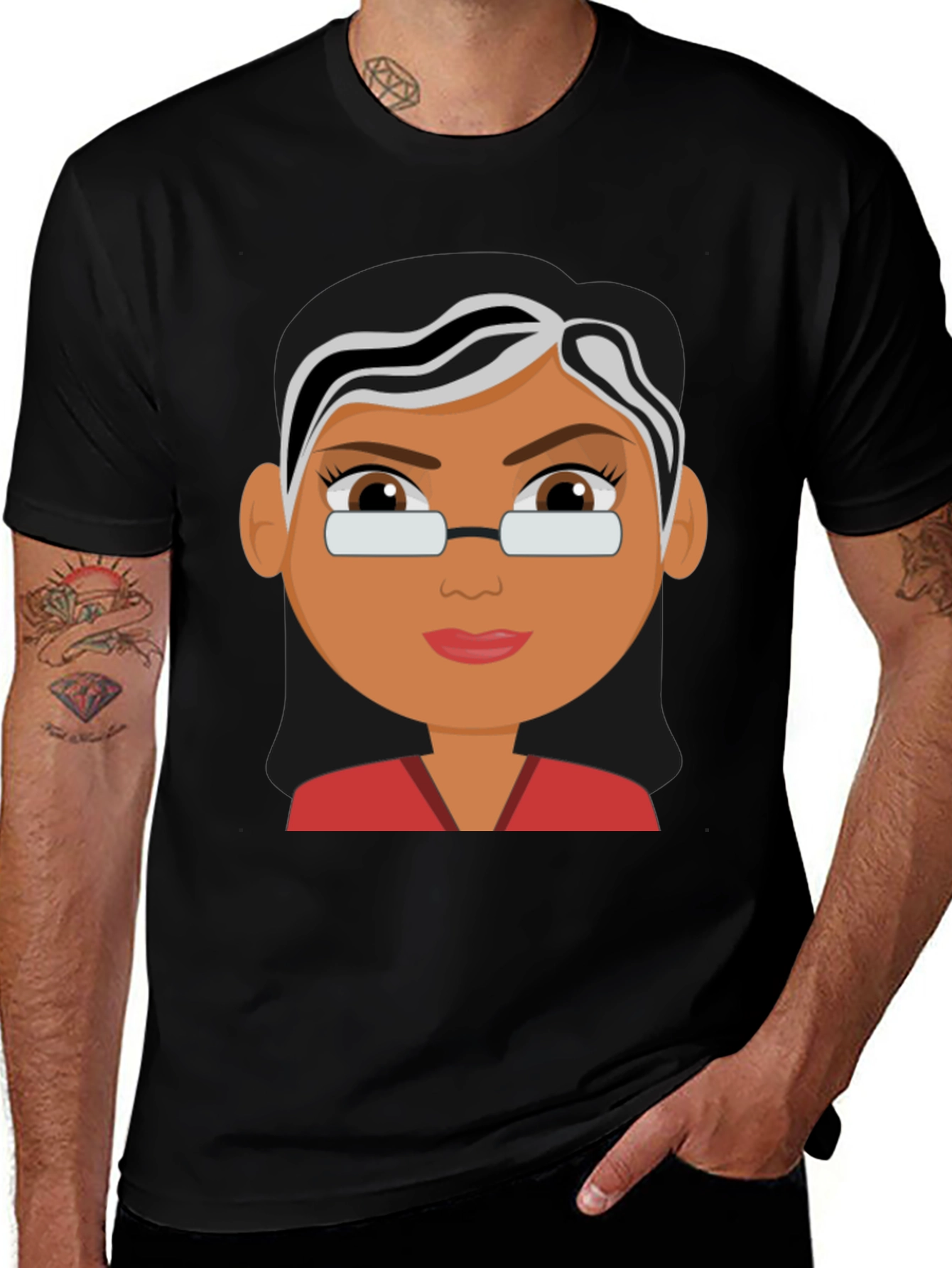 Cartoon Ruth Bader Ginsburg T-Shirt Black Cotton Tee