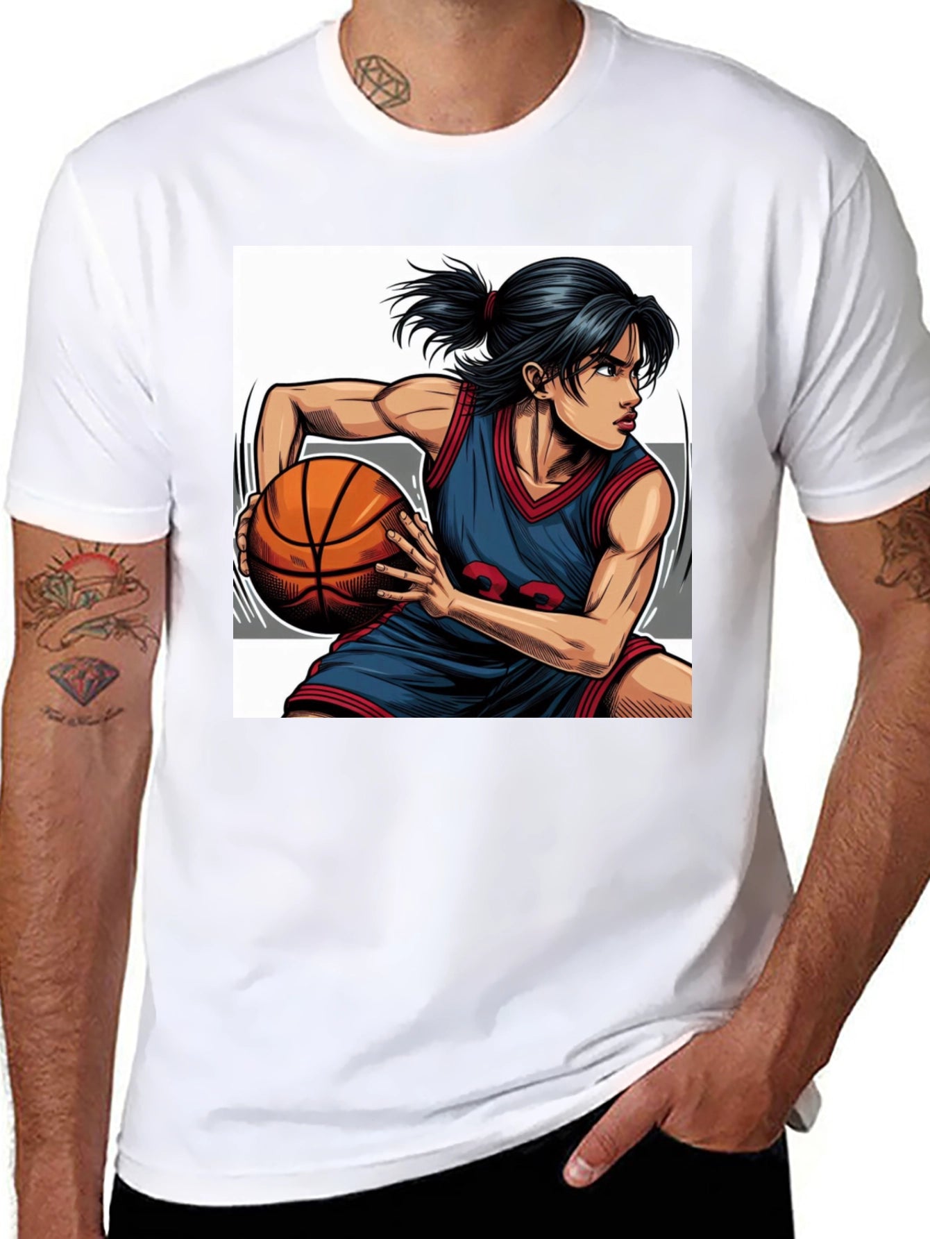 Basketball Player Graphic Tee - Black