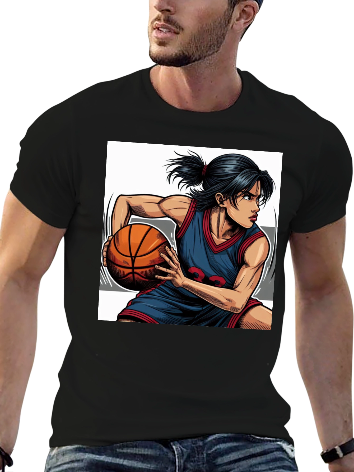 Basketball Player Graphic Tee - Black