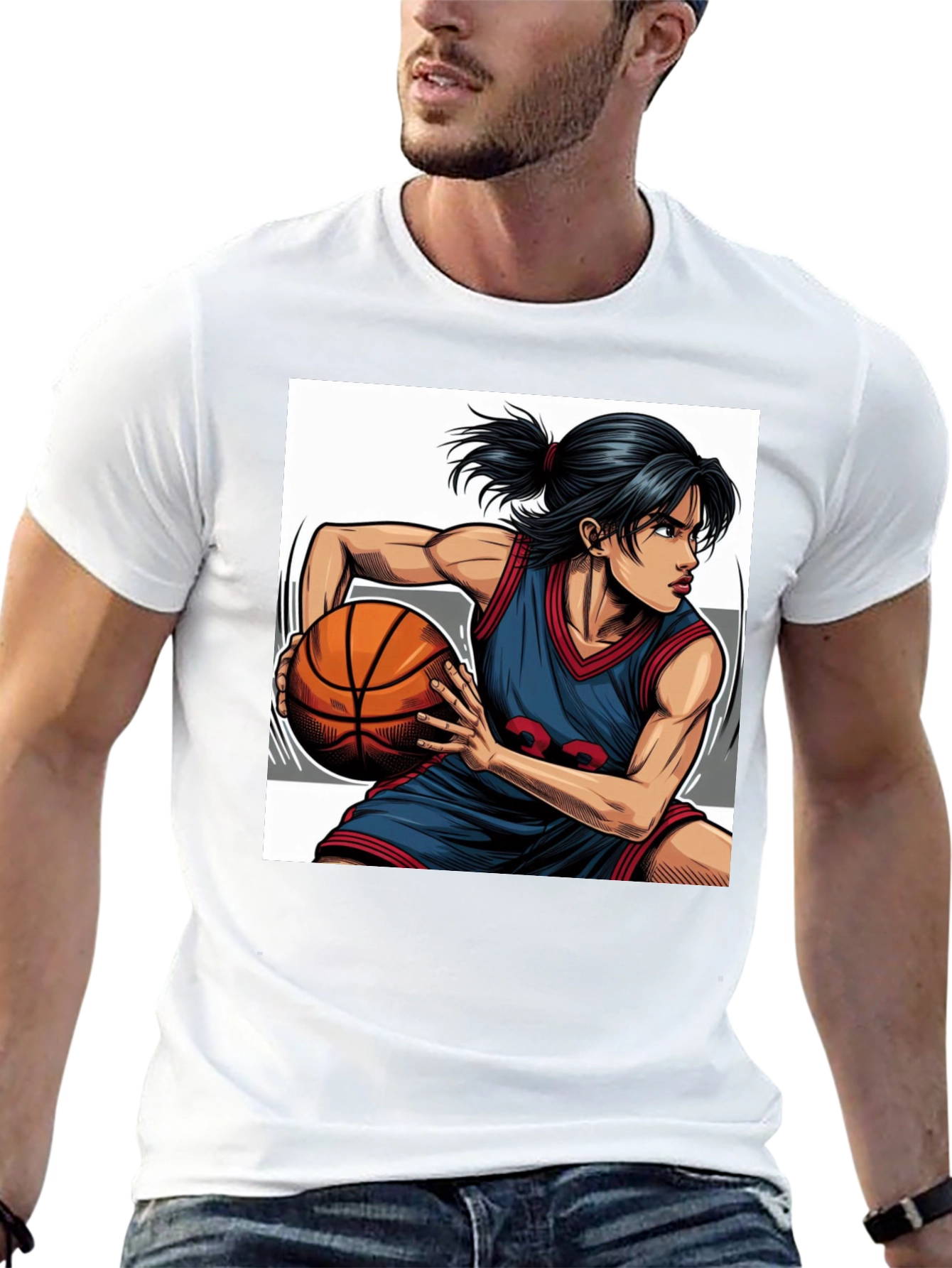 Basketball Player Graphic Tee - Black