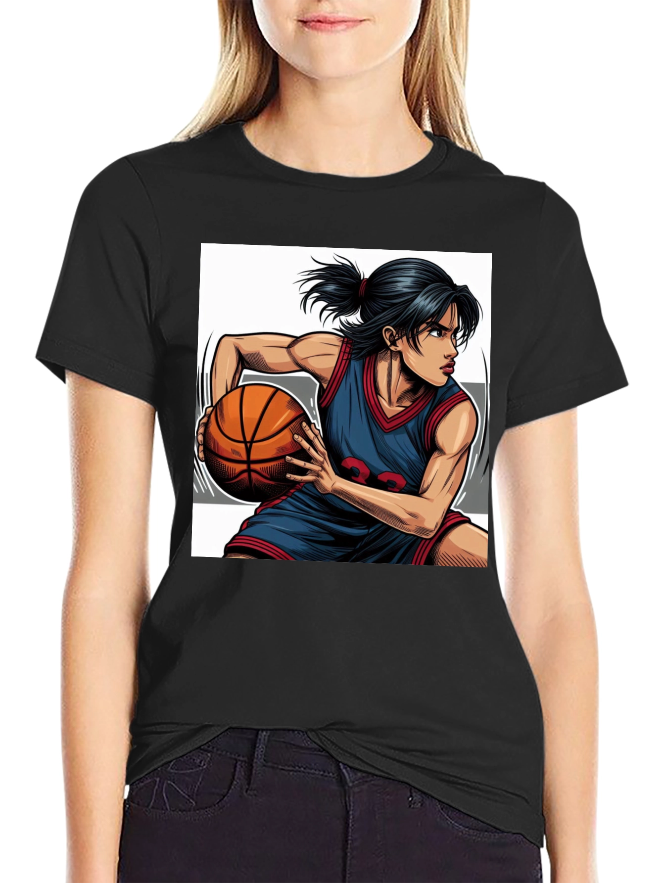 Basketball Player Graphic Tee - Black