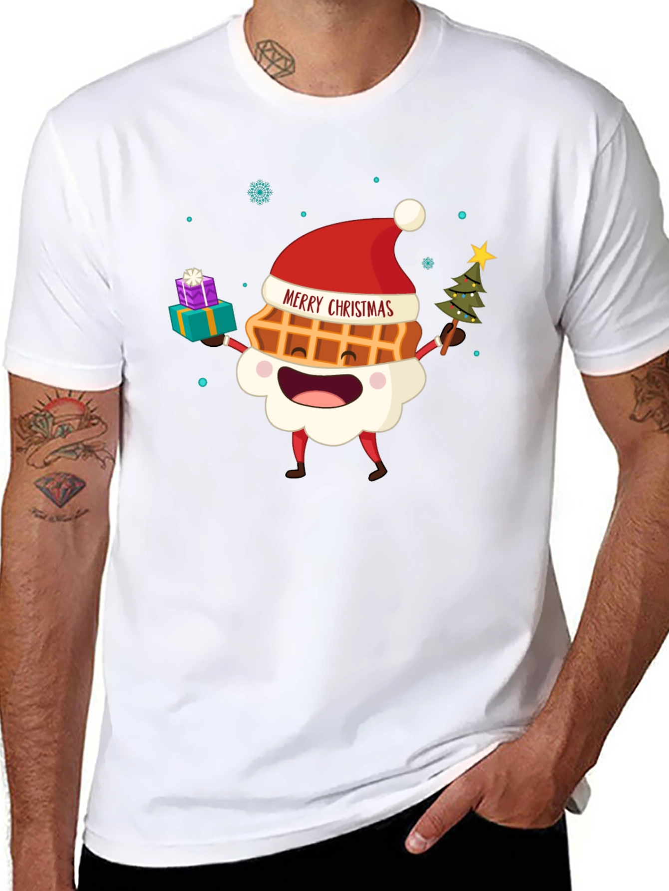 Merry Christmas Waffle Graphic Tee