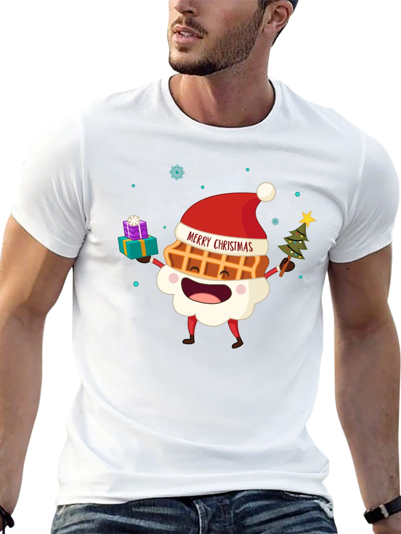 Merry Christmas Waffle Graphic Tee