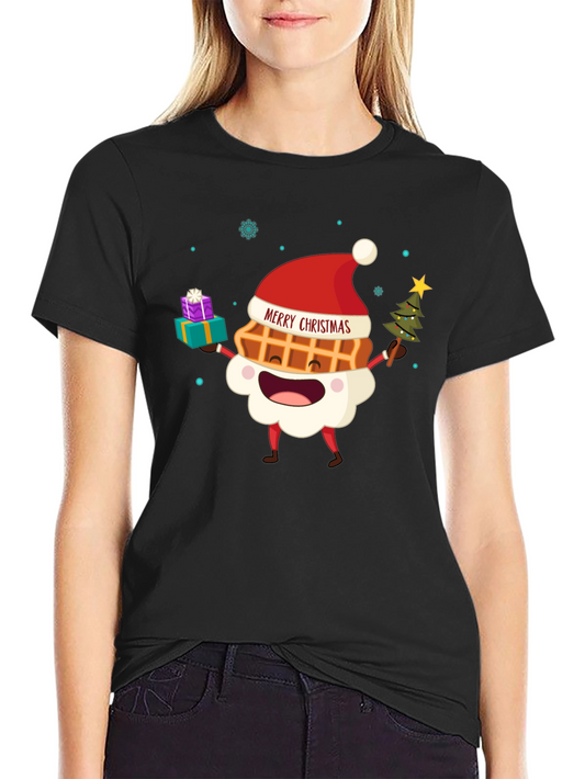 Merry Christmas Waffle Graphic Tee