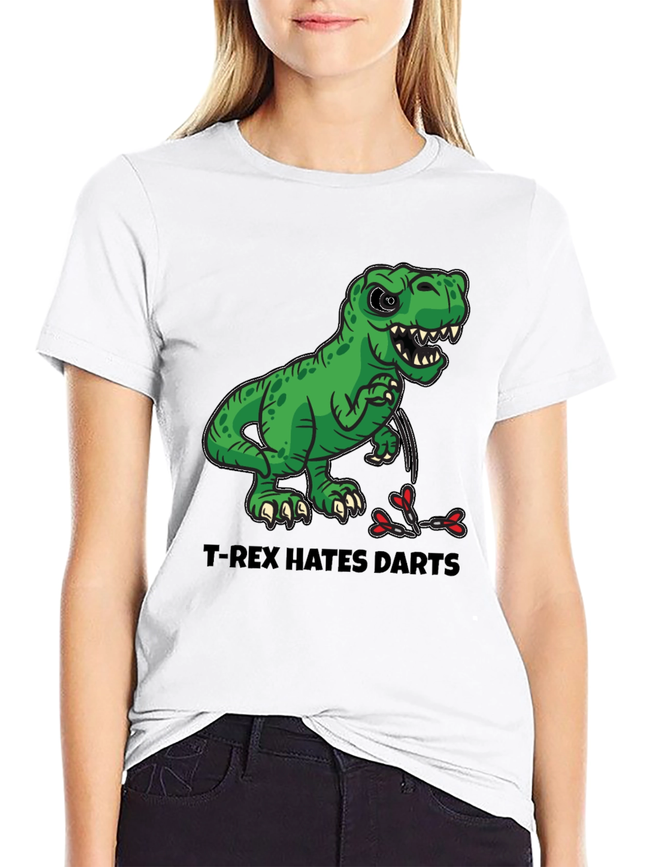 T-Rex Hates Darts T-Shirt - Funny Dinosaur Tee