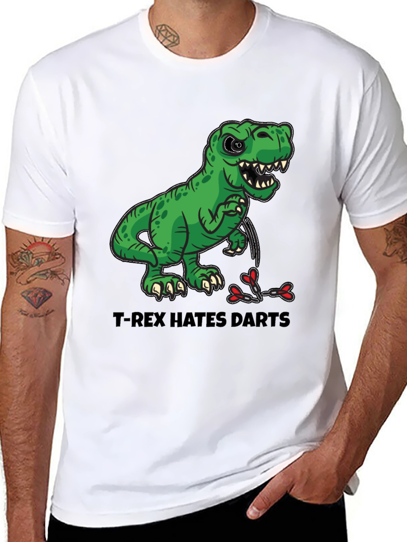 T-Rex Hates Darts T-Shirt - Funny Dinosaur Tee
