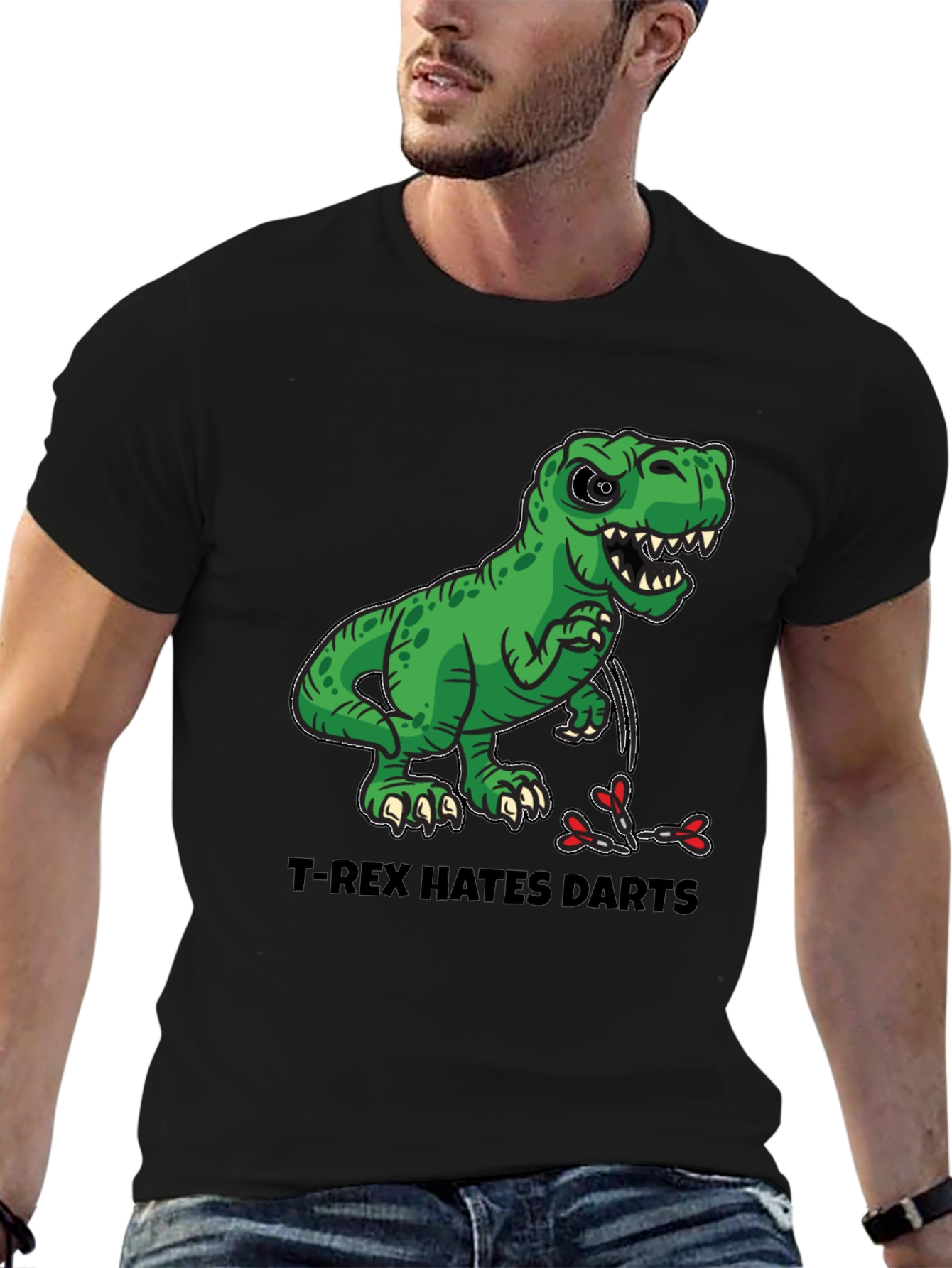 T-Rex Hates Darts T-Shirt - Funny Dinosaur Tee
