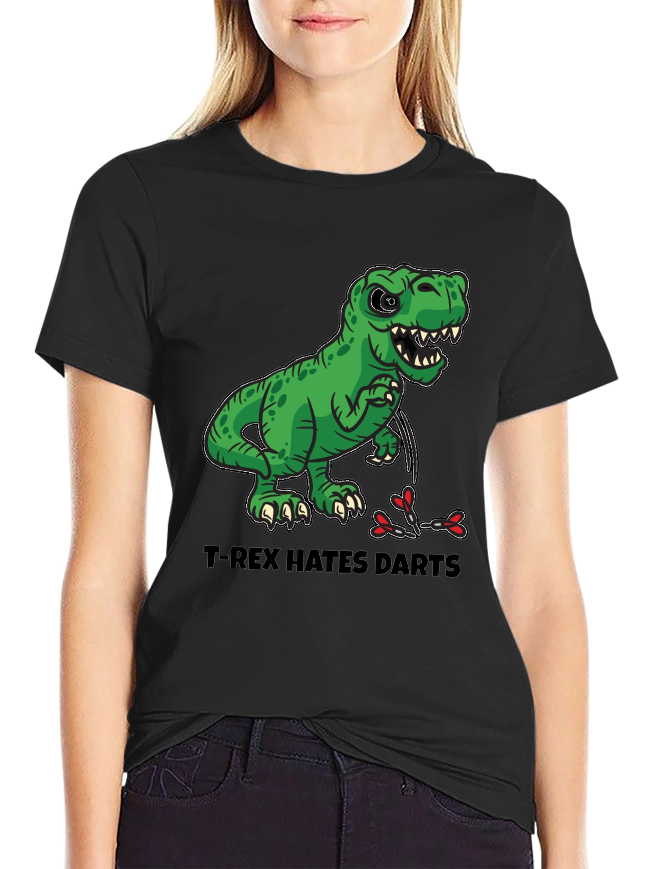 T-Rex Hates Darts T-Shirt - Funny Dinosaur Tee