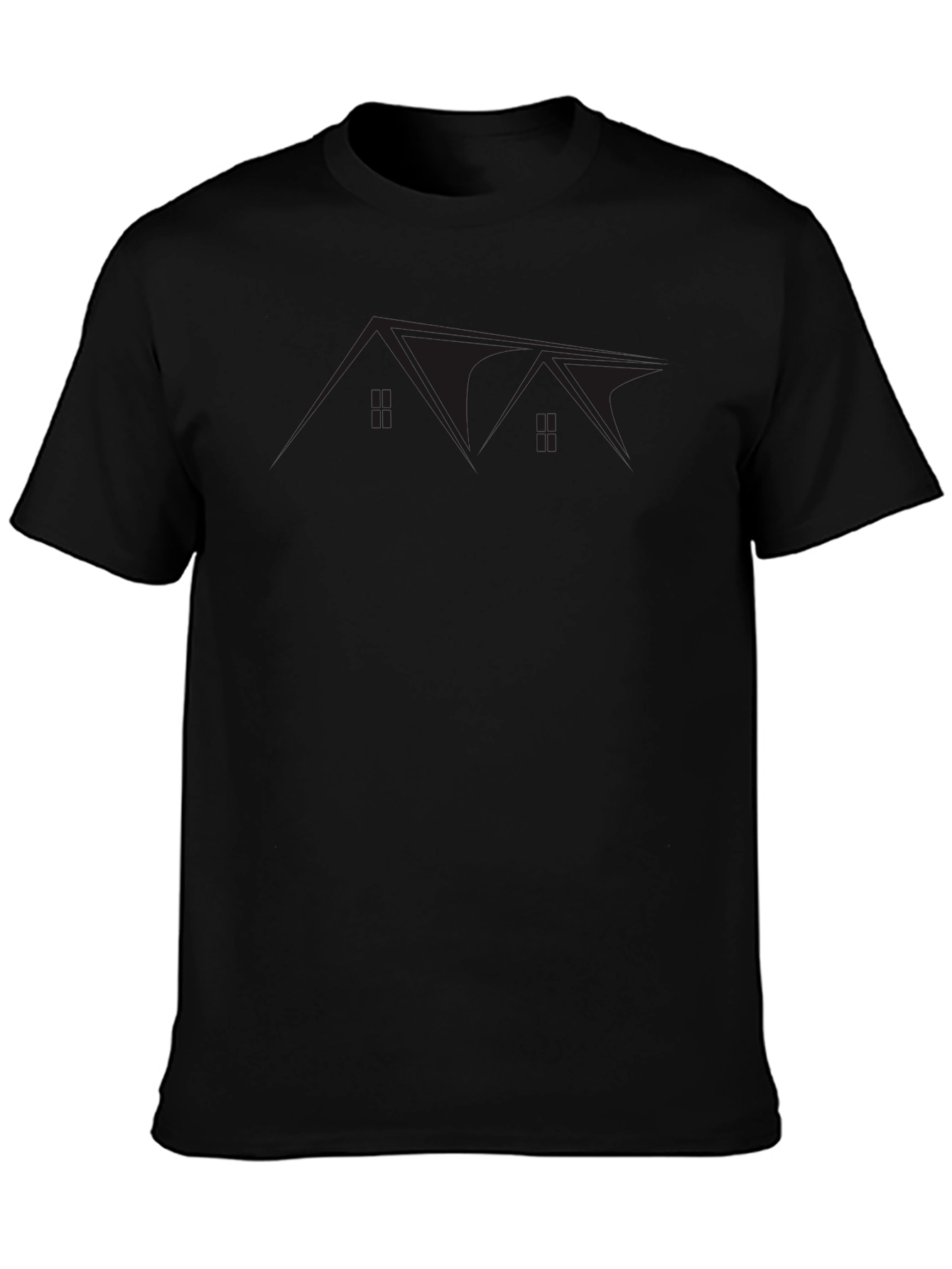 Black Graphic Tee: Architectural Silhouette Design