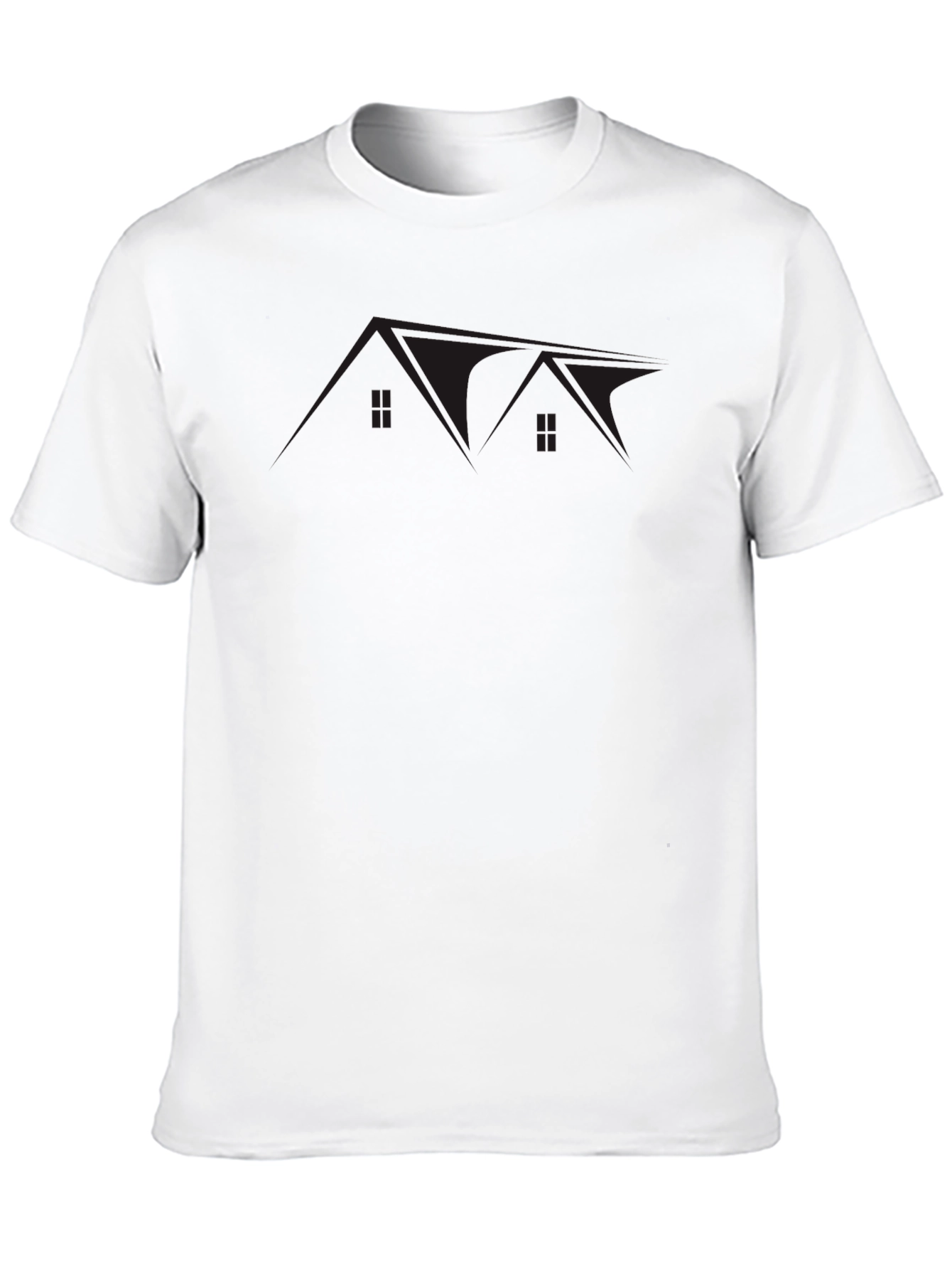 Black Graphic Tee: Architectural Silhouette Design