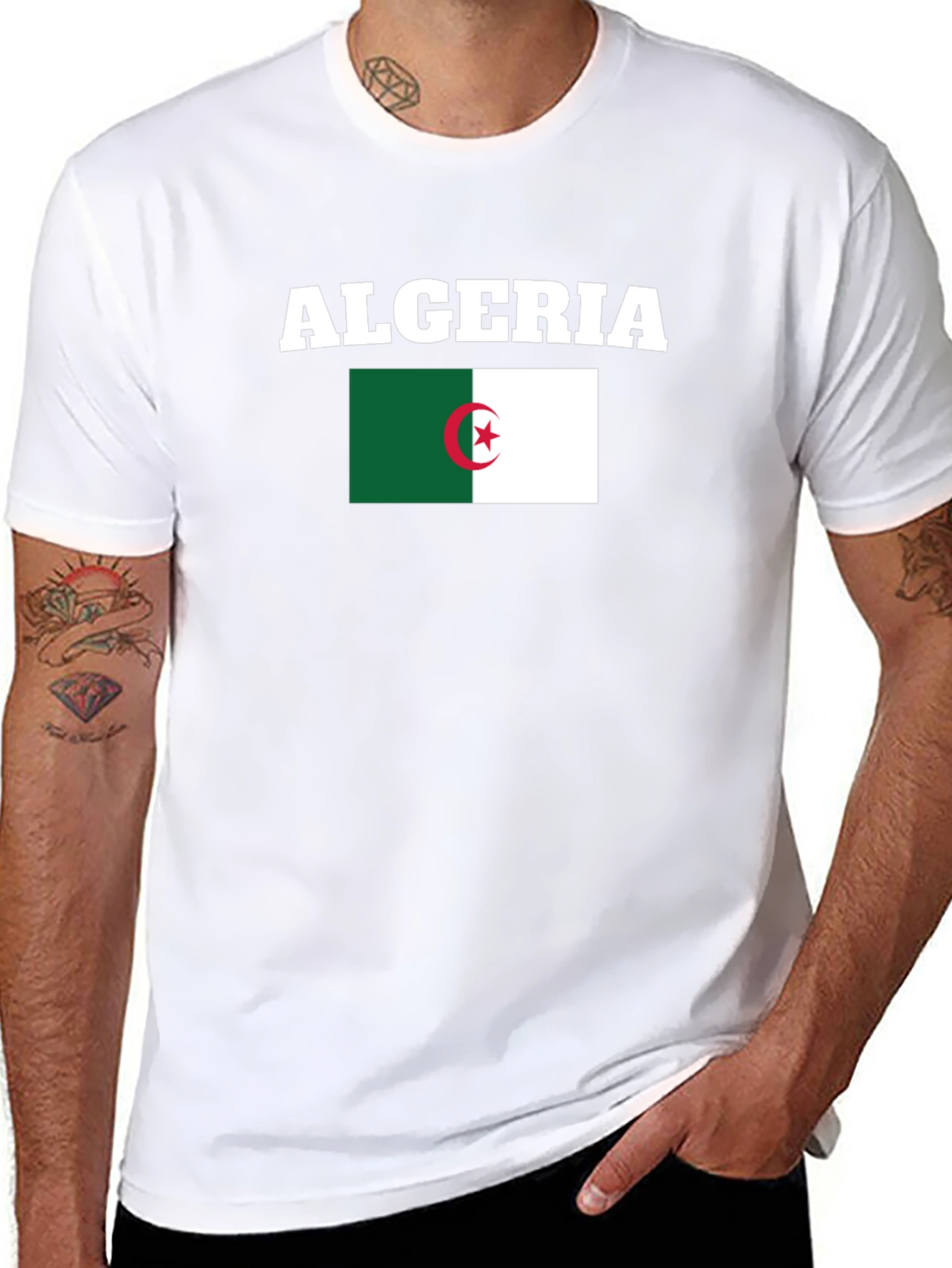 Algeria Flag Graphic T-Shirt - Black