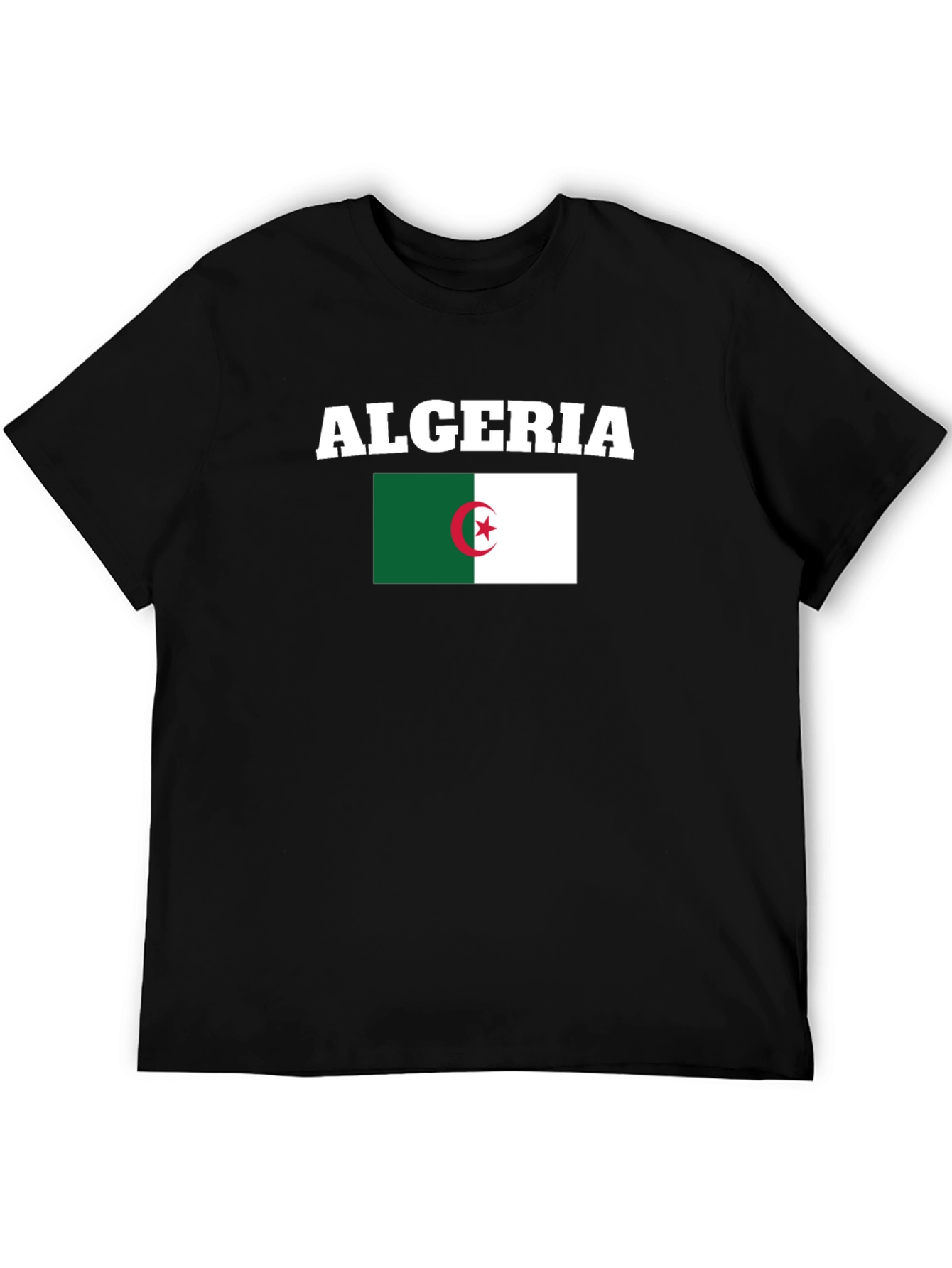 Algeria Flag Graphic T-Shirt - Black
