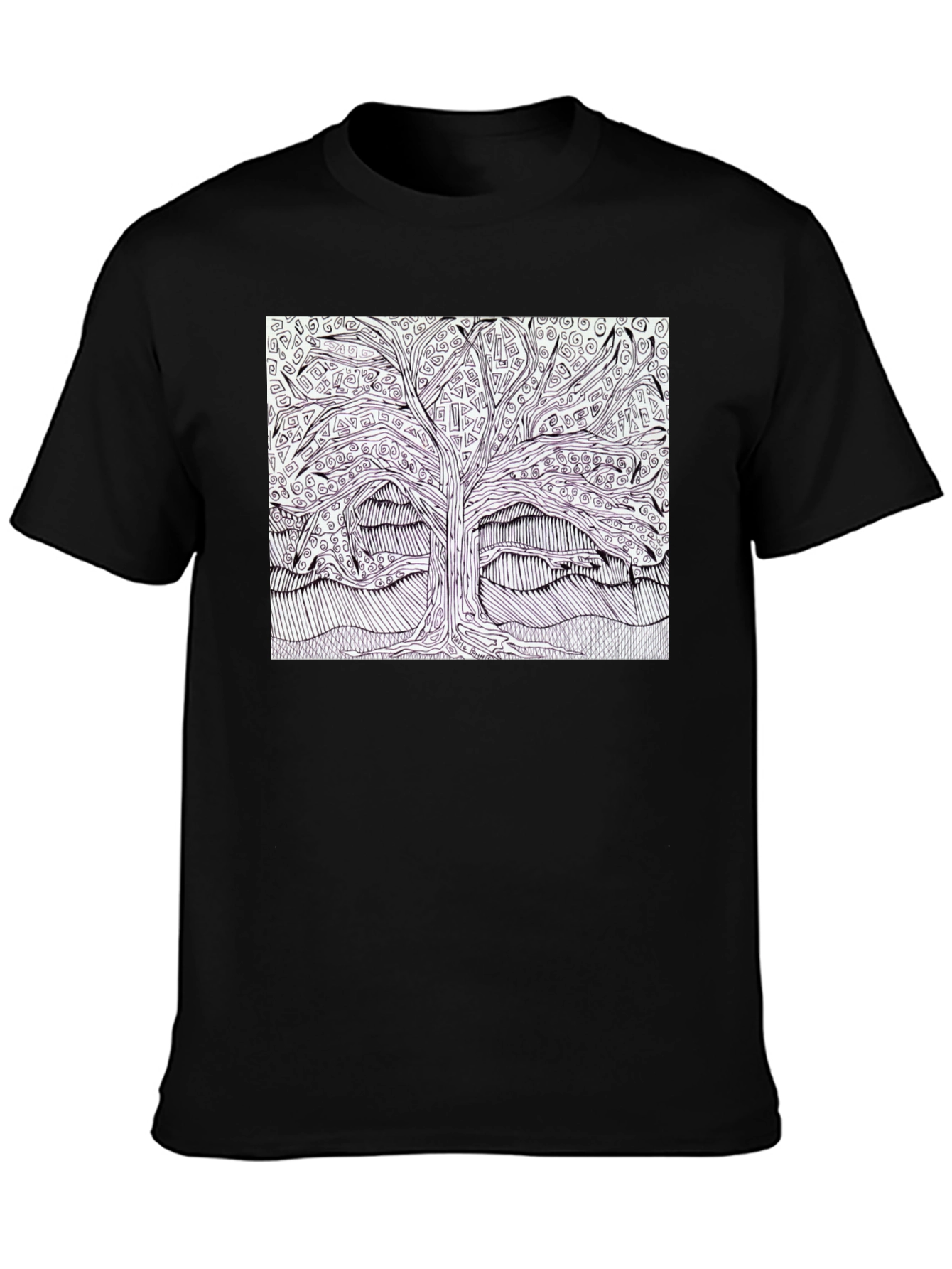 Abstract Tree Graphic Tee - Black