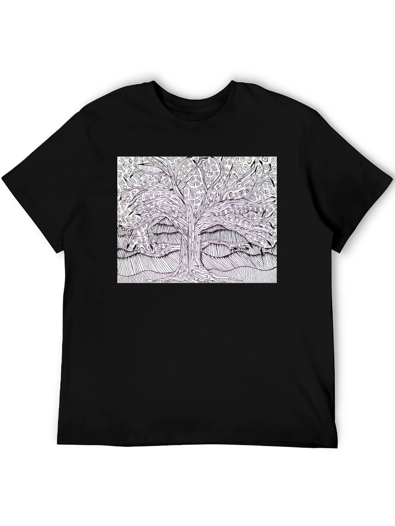 Abstract Tree Graphic Tee - Black